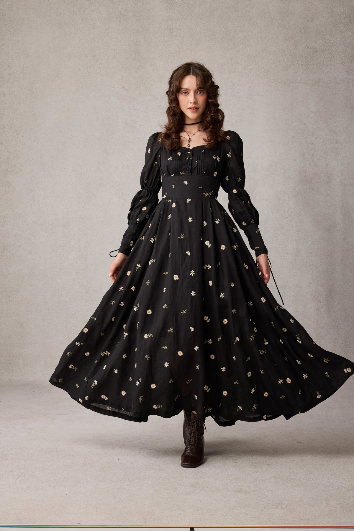 Phoenix 24 | Embroidery Daisy Linen Dress