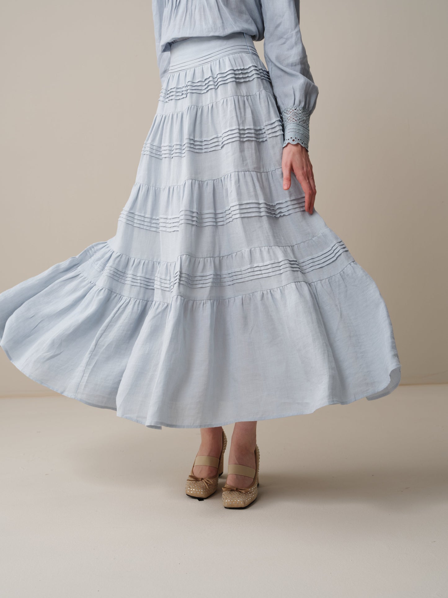 Alice 12 | Pintuck Linen Maxi Skirt
