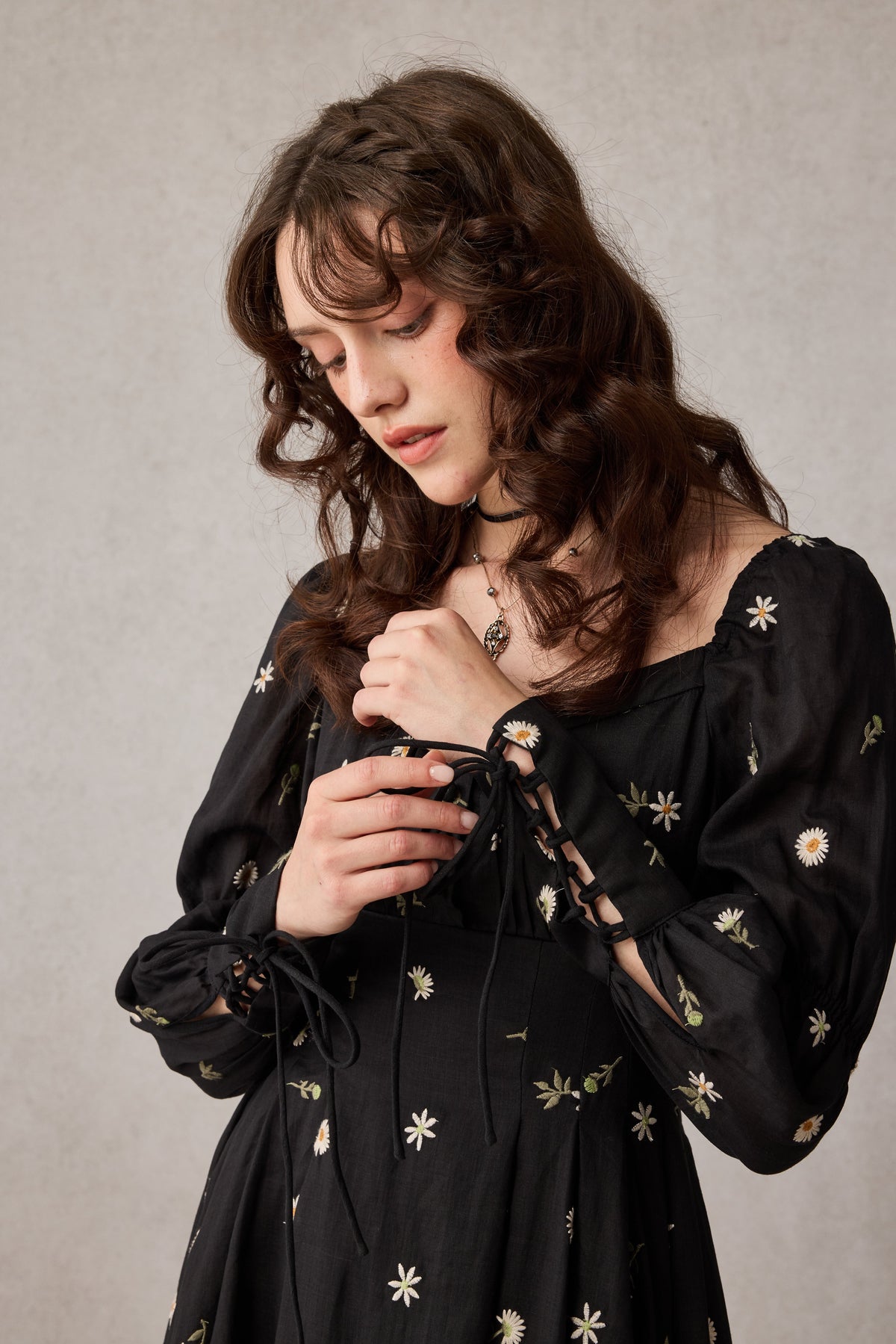 Sakura 21 | Lace-up maxi linen dress