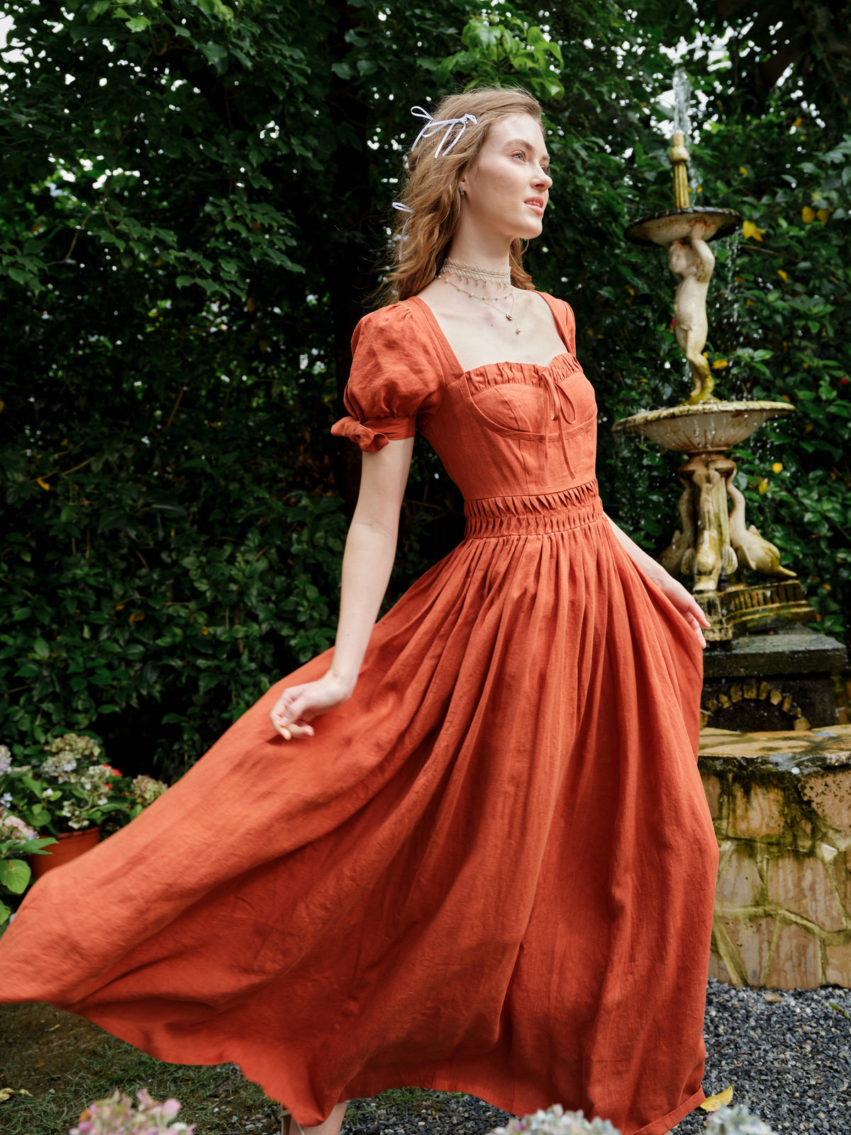 Hydrangea 27 | Corset Floral Linen Dress
