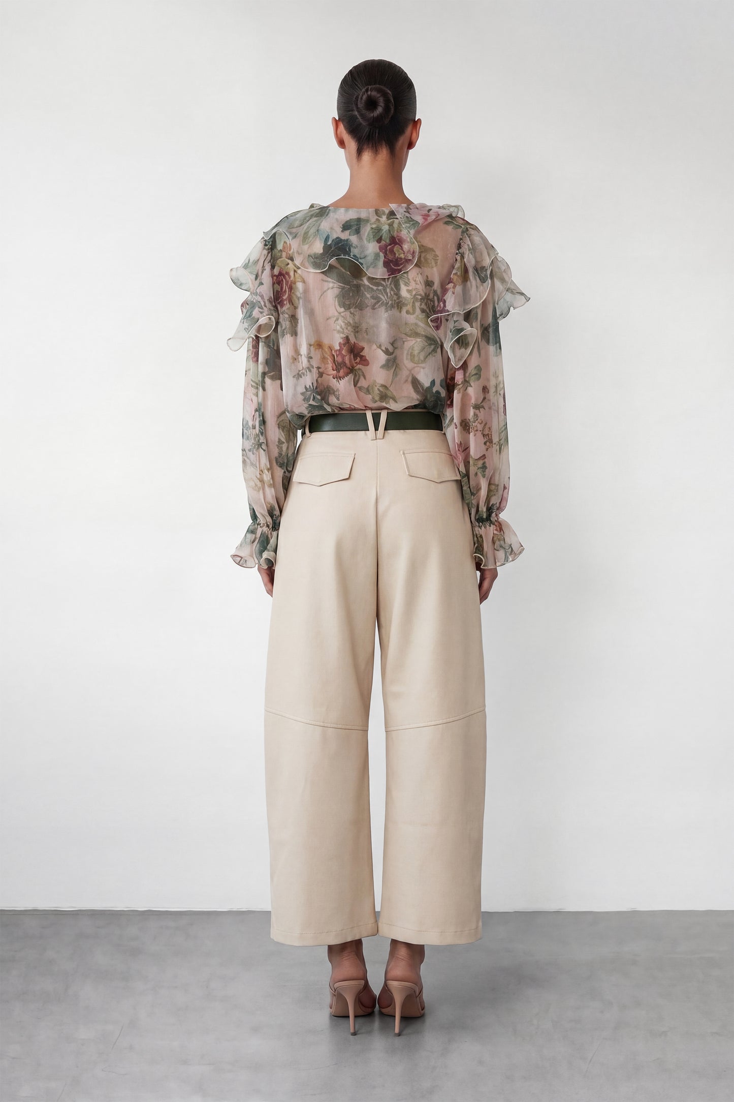 Pretty Moment Multi Floral Print Ruffle Chiffon Blouse