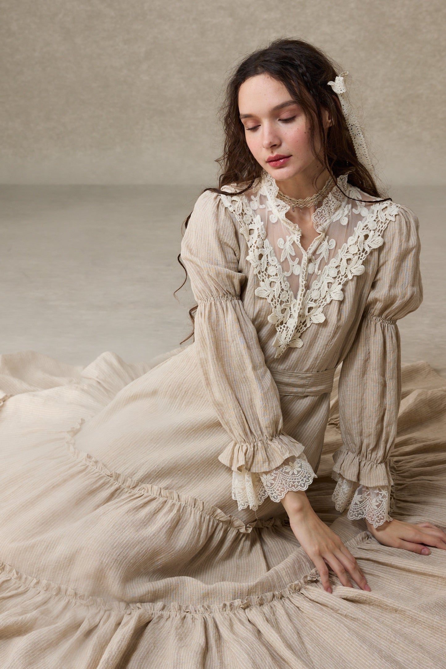 Leona 21 | Lace Maxi Linen Dress