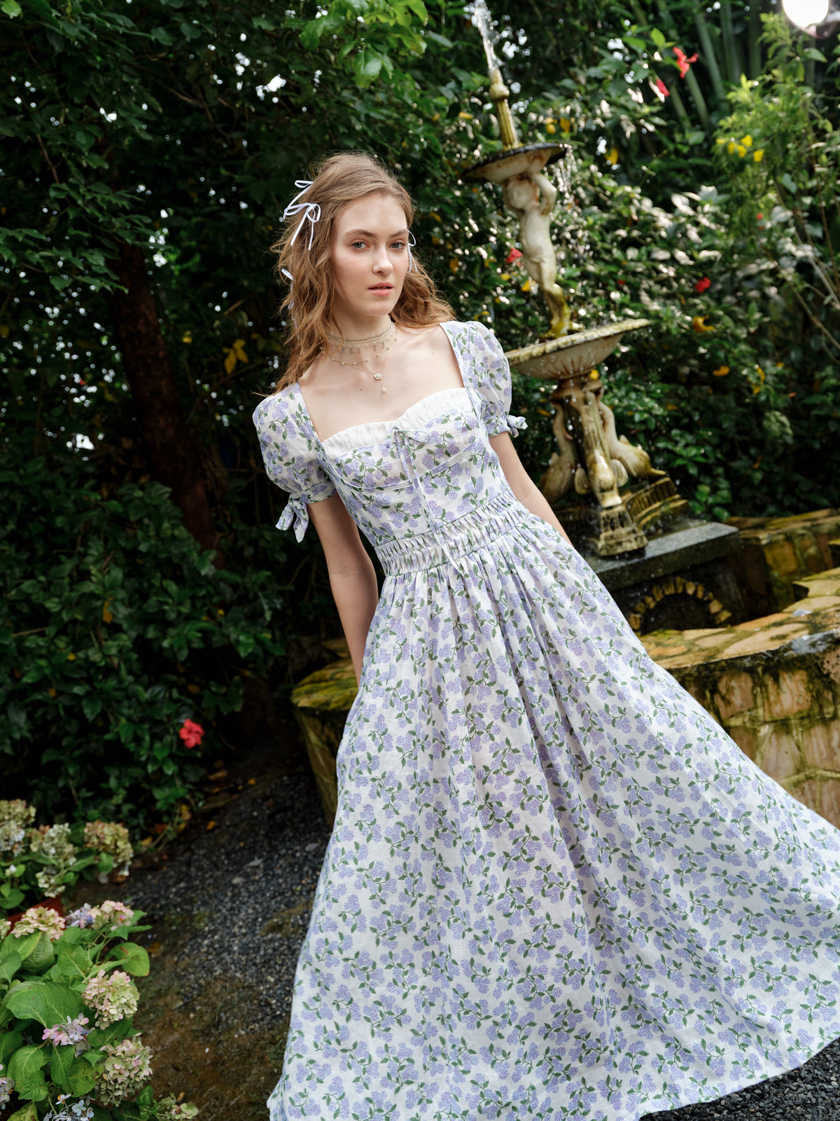 Hydrangea 27 | Corset Floral Linen Dress