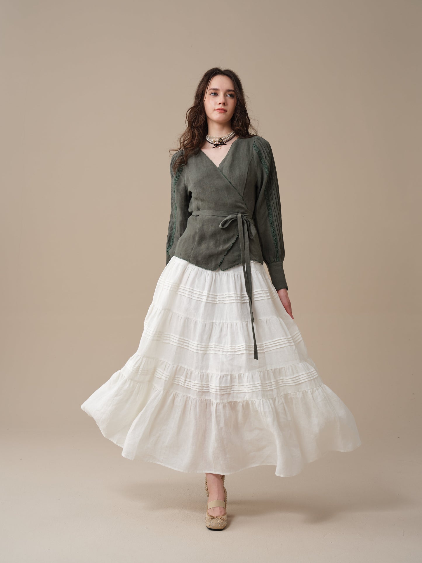 Marguerite | Soft Linen Wrap Blouse