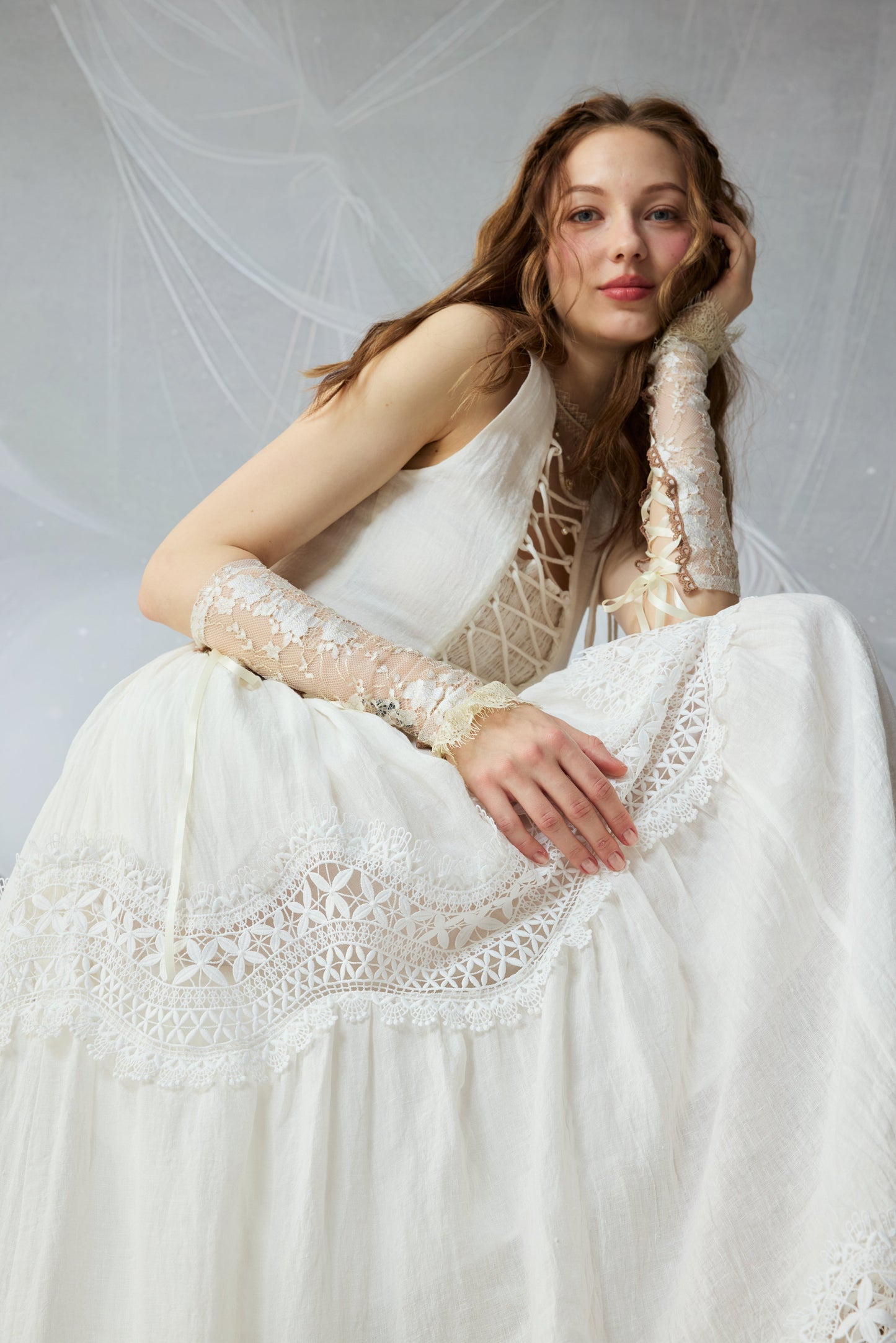 Moonstone 22 |Lace linen Maxi skirt