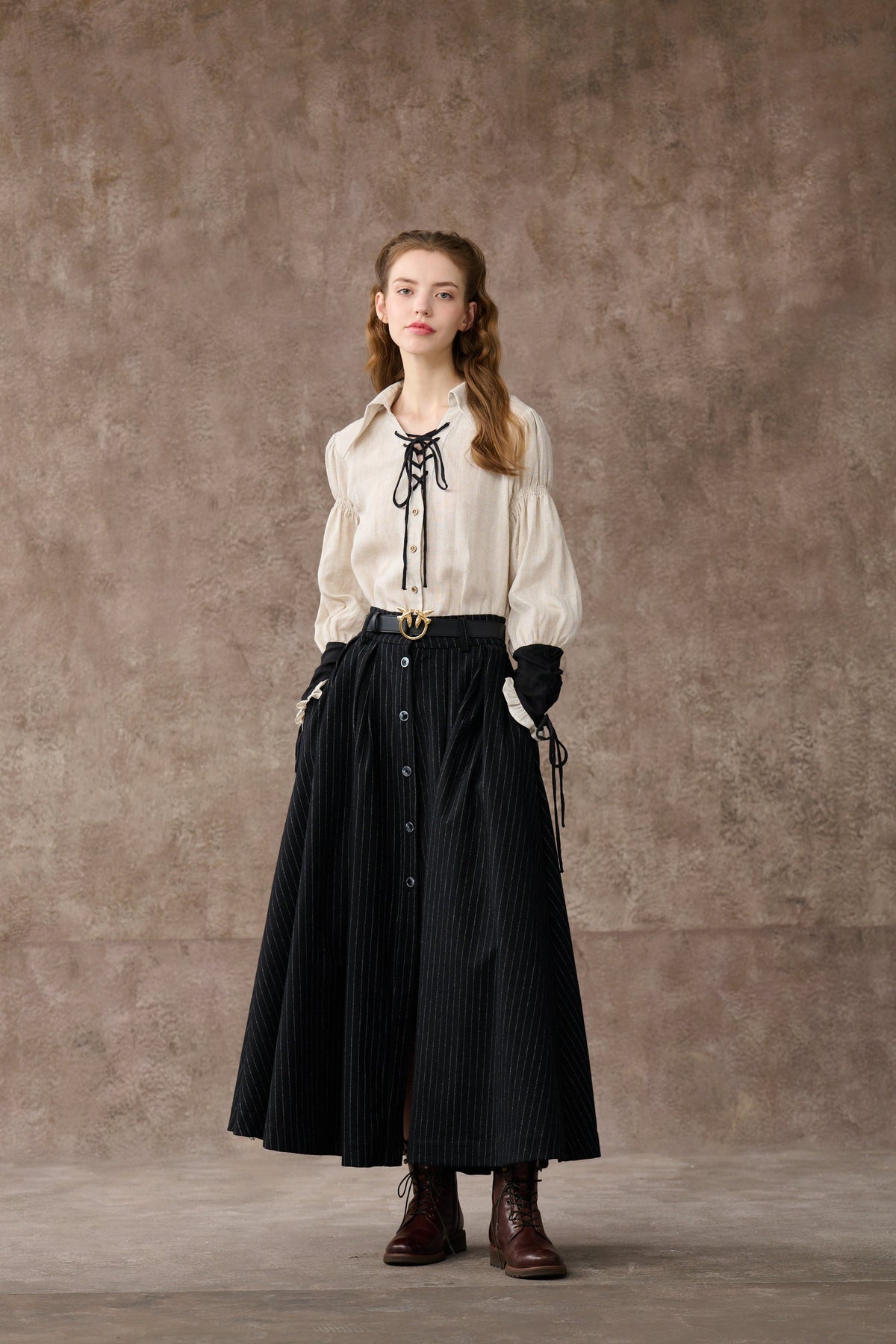 SARAH 17 | LACE-UP LINEN SHIRT
