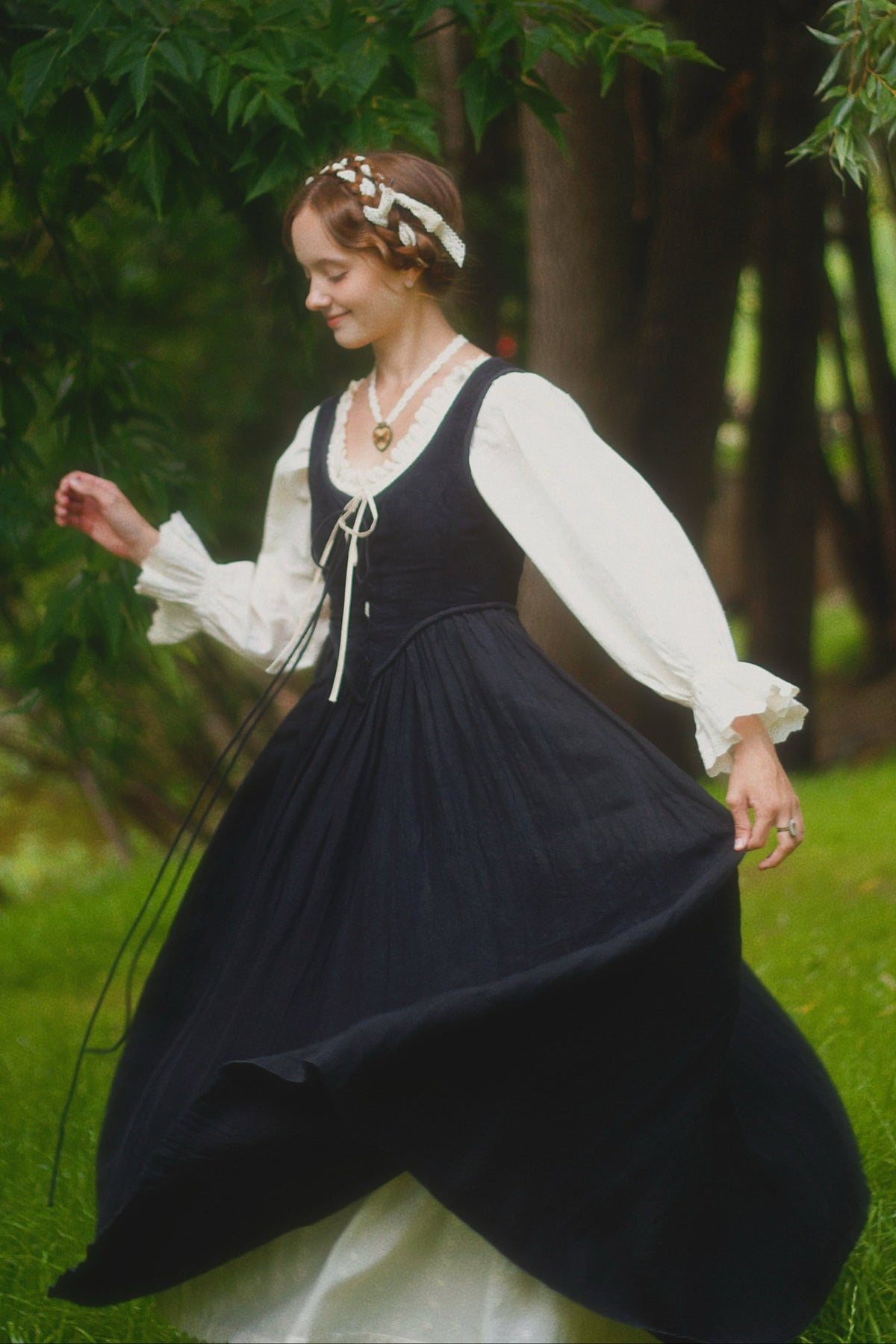 Anis 23 | Lace-up Jacquard Linen Corset Dress