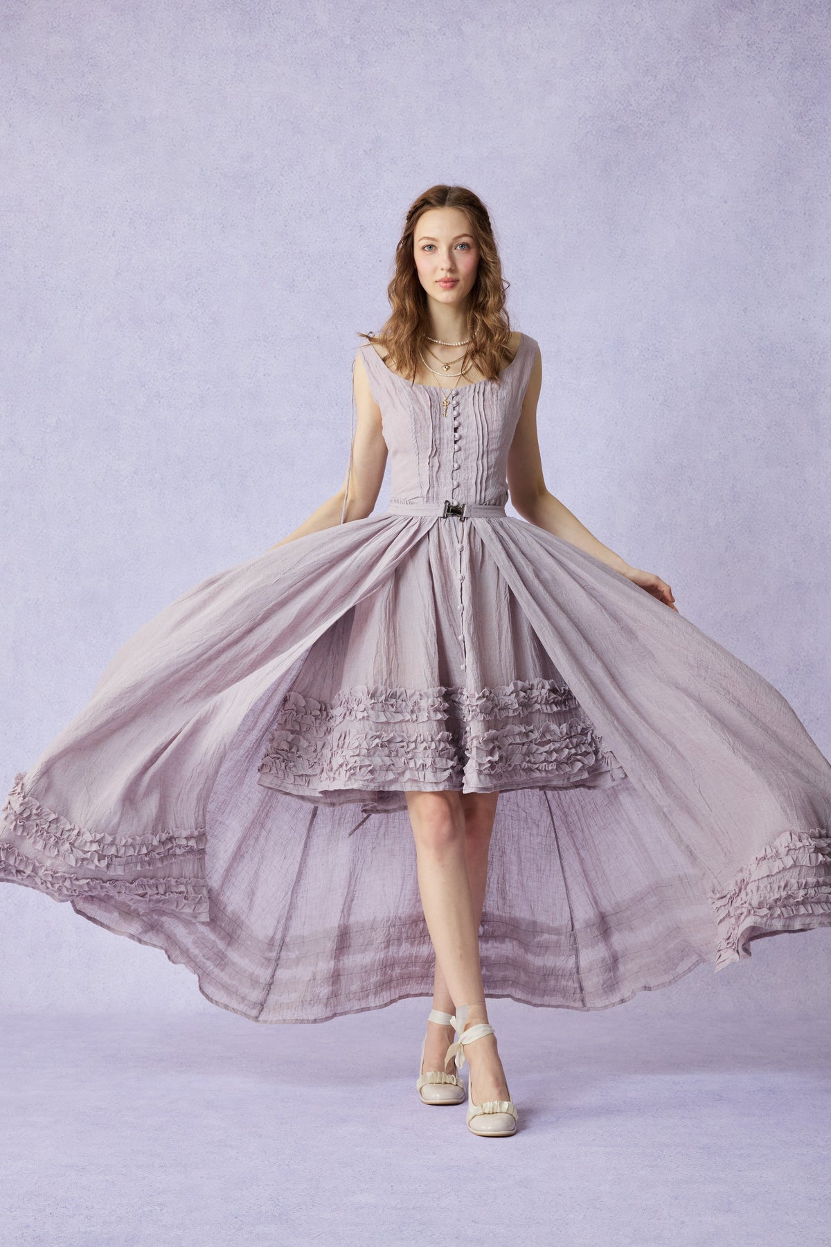 Wearable Poetry 17 | Ruffled linen dress & skirt （2 pieces)