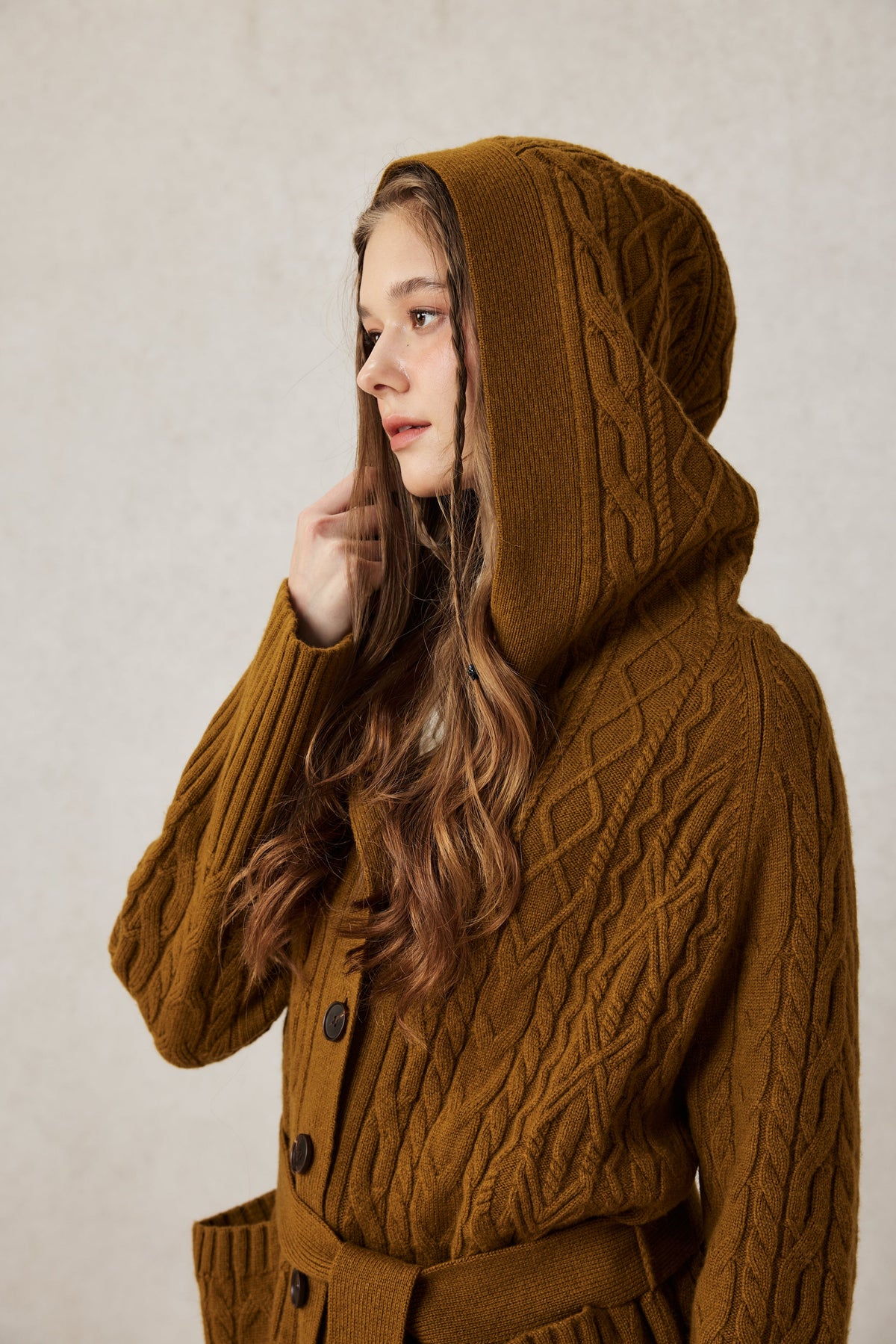 Hudson 15 | 100% wool hooded cardigan coat
