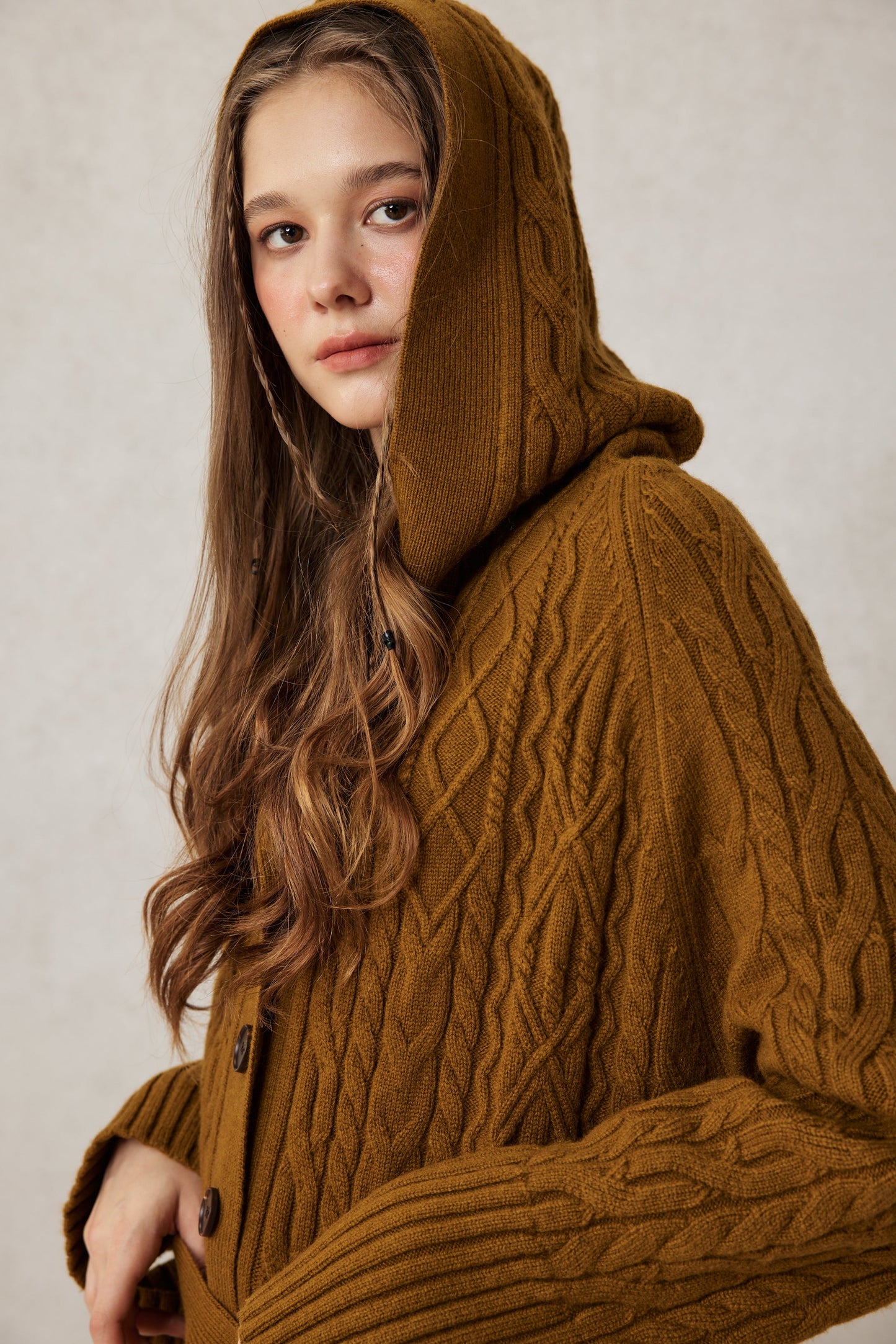 Hudson 15 | 100% wool hooded cardigan coat