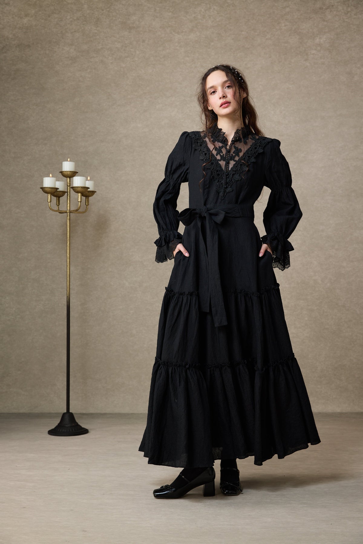 Leona 21 | Lace Maxi Linen Dress