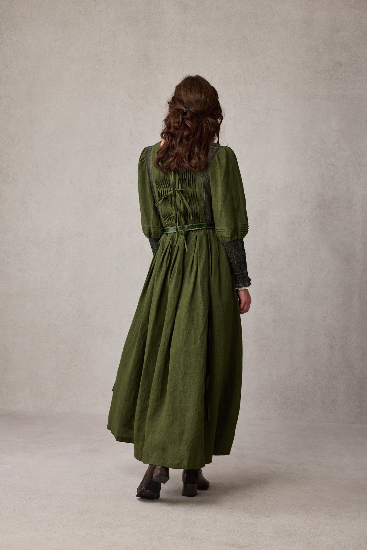 Eliana 15 | Pintucked Patchwork Linen Dress