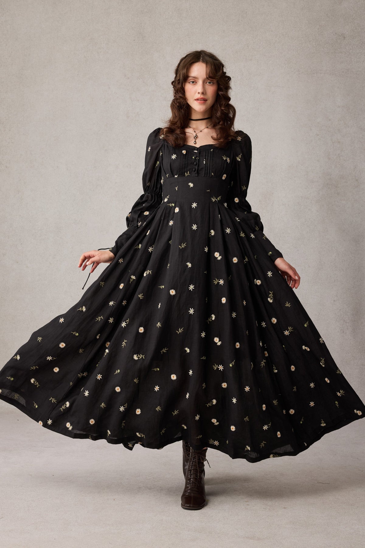 Phoenix 24 | Embroidery Daisy Linen Dress