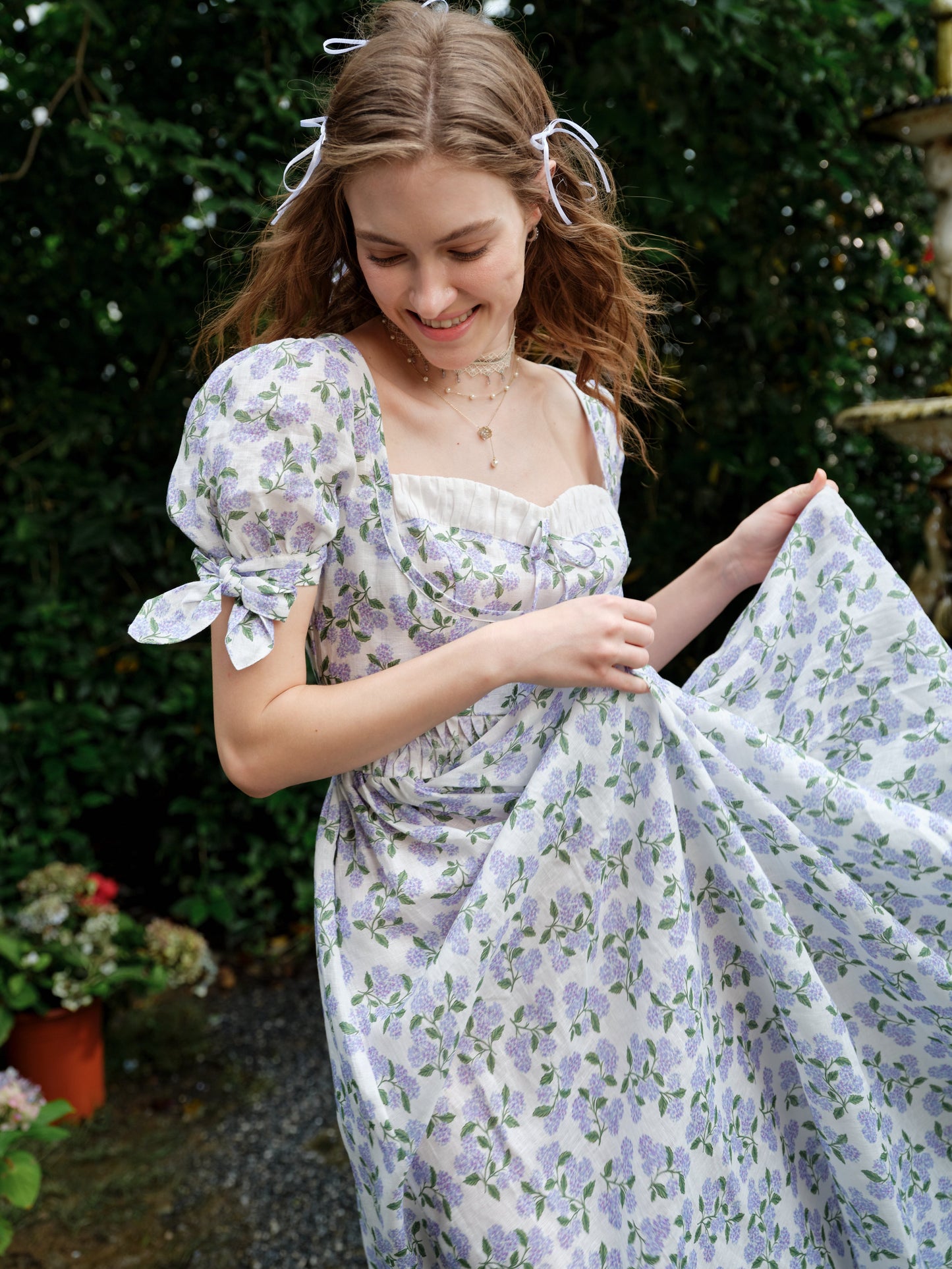 Hydrangea 27 | Corset Floral Linen Dress