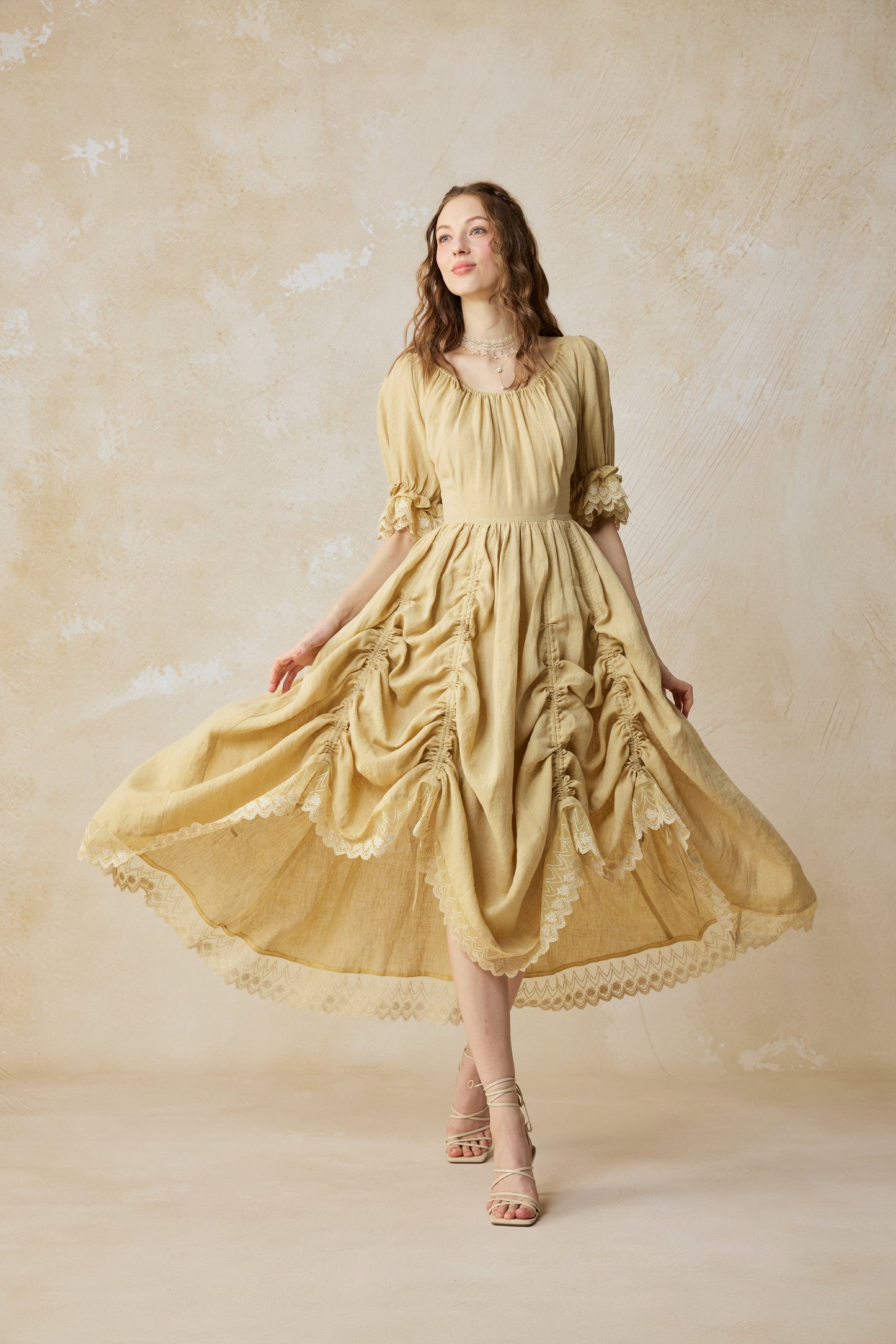 Elowen 27 | Lace Linen dress gown ( 2 way to wear )