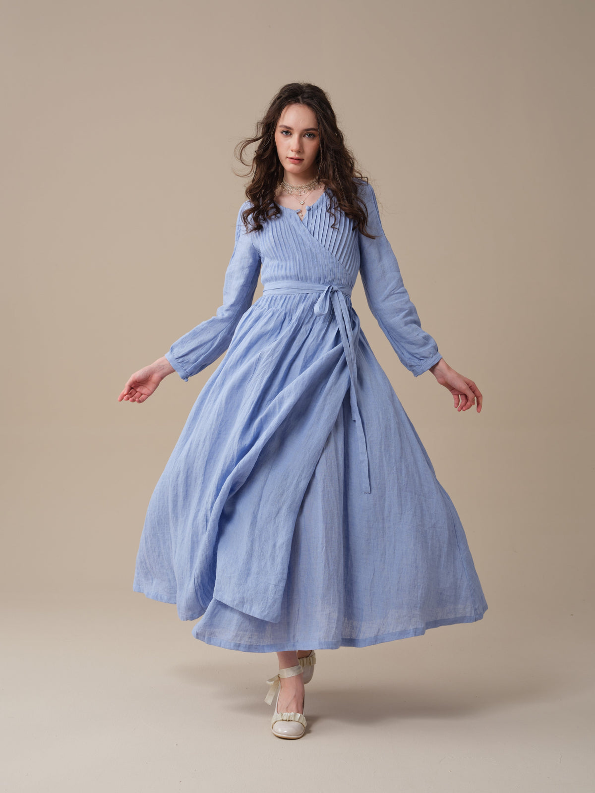 Bluebell 06 | Pintuck Linen Wrap Dress