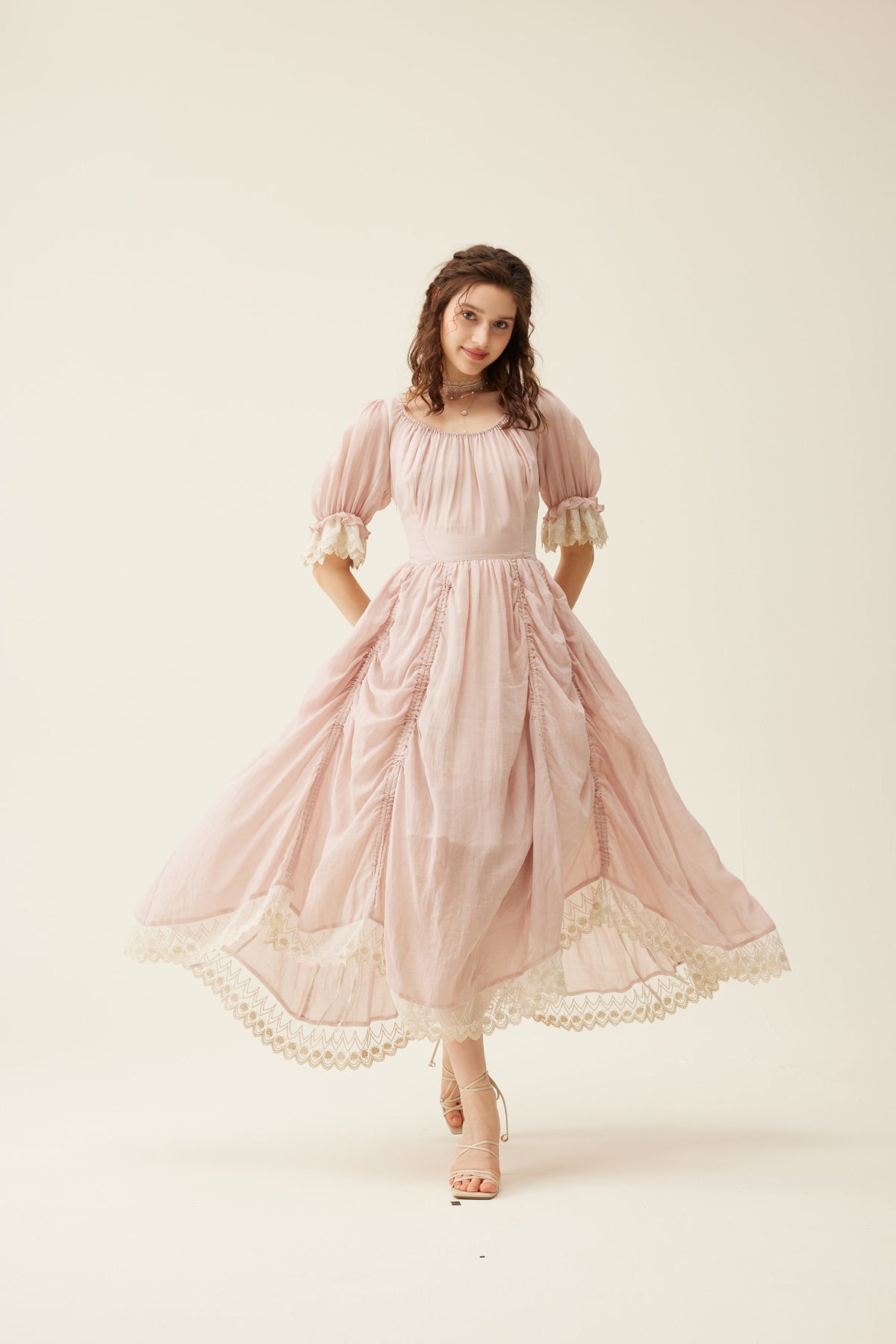 Elowen 27 | Lace Linen dress gown ( 2 way to wear )