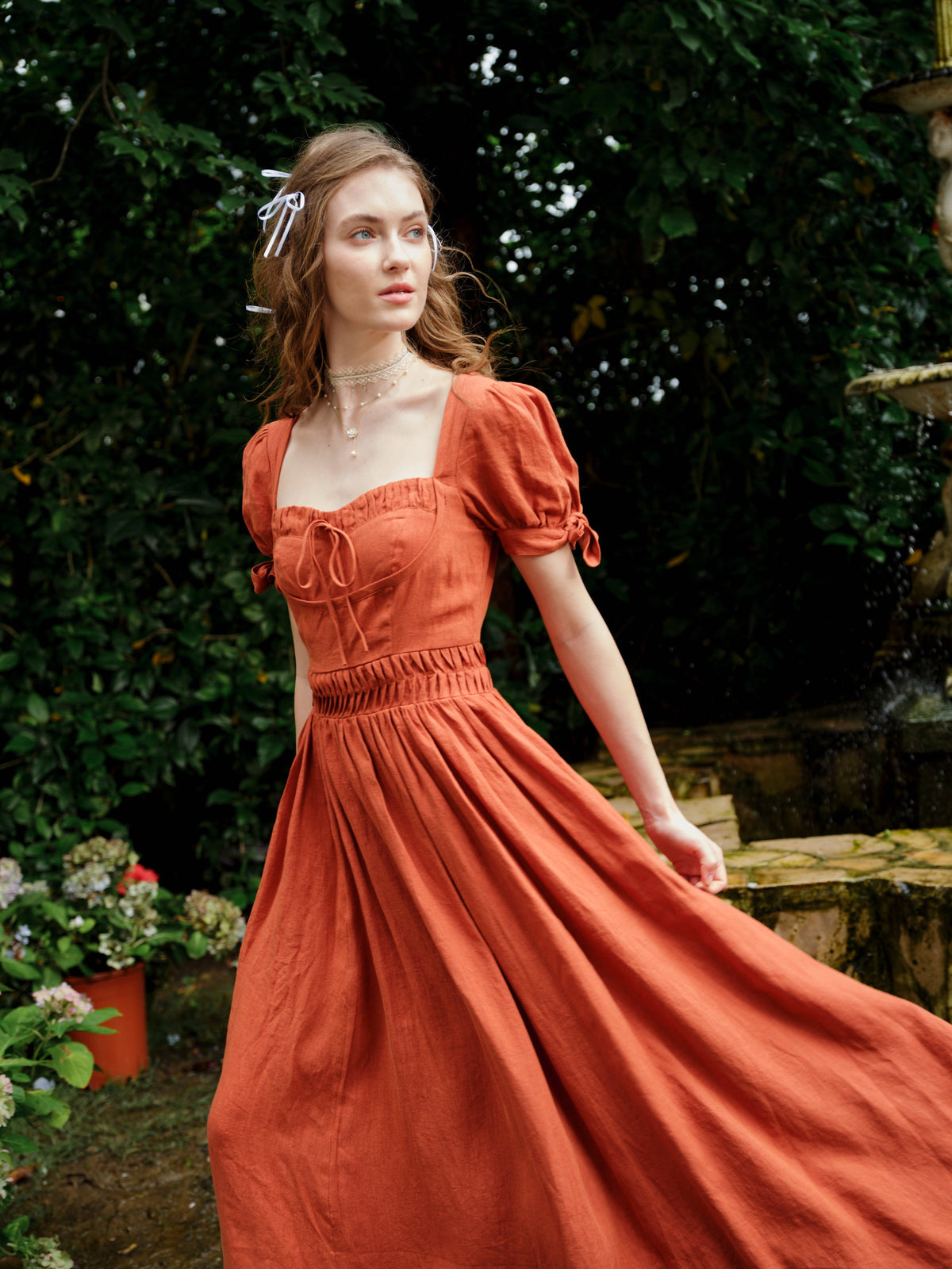Hydrangea 27 | Corset Floral Linen Dress
