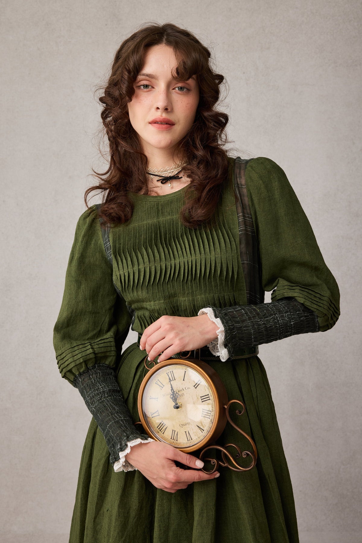 Eliana 15 | Pintucked Patchwork Linen Dress