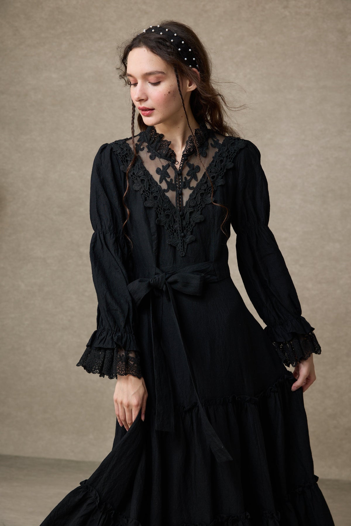 Leona 21 | Lace Maxi Linen Dress