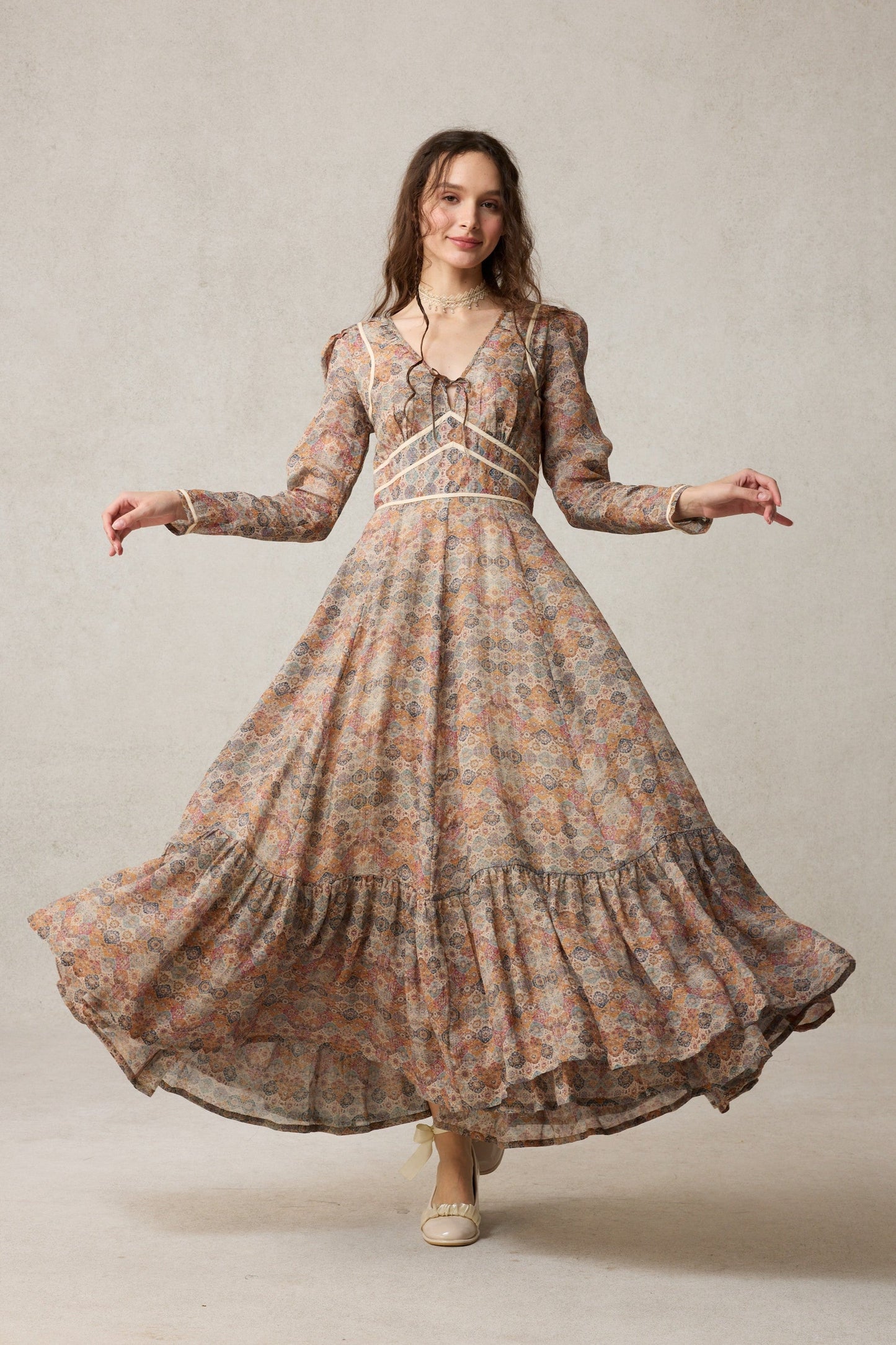 Chelse 19 |Longsleeved Linen Dress Gown