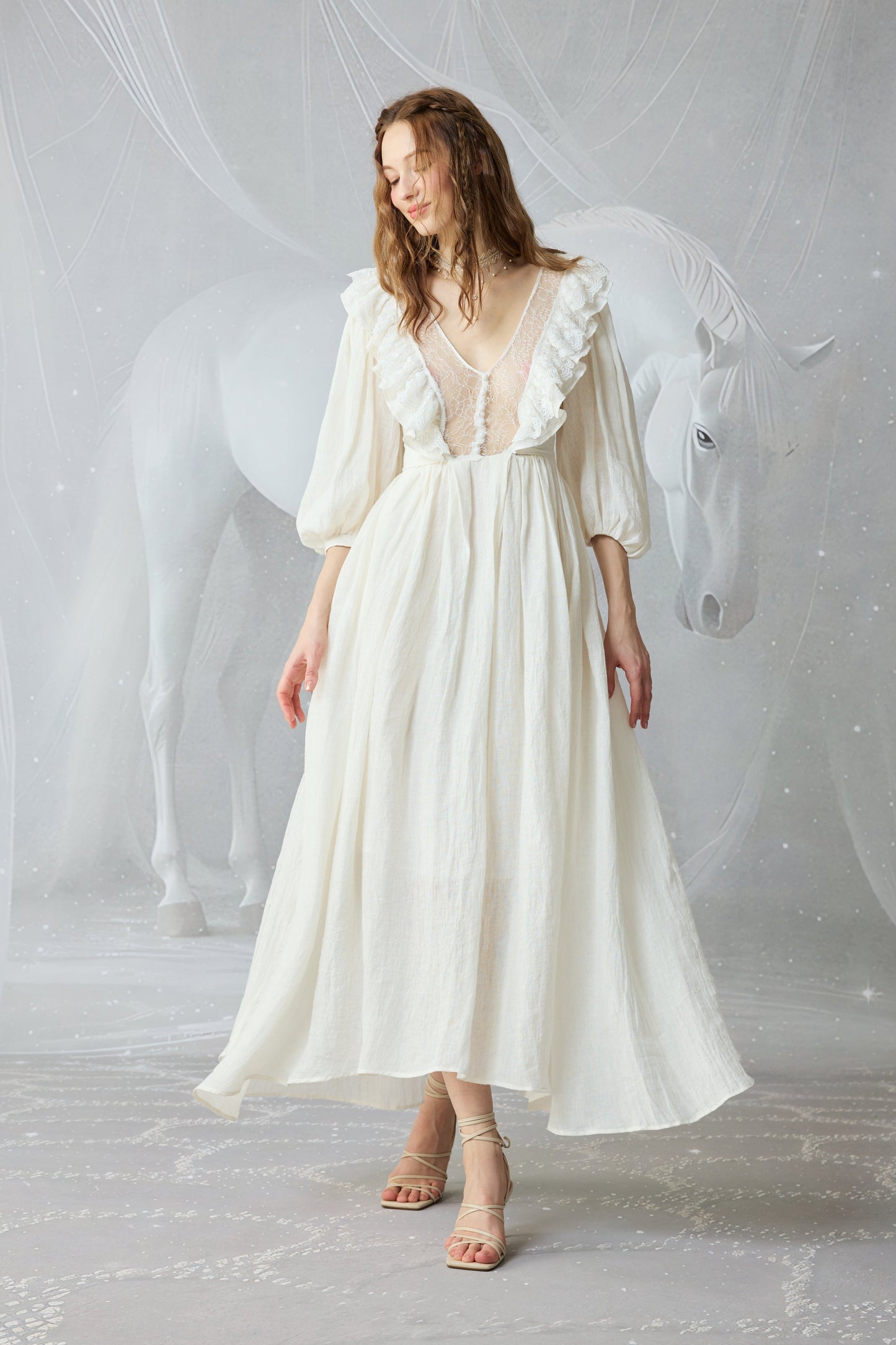 Moonlight 23| Puff Sleeved Linen Dress
