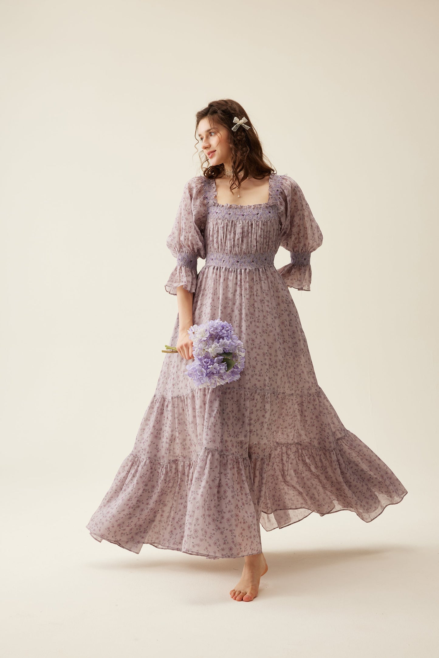 Cloud 21 | smocking embroidery linen dress
