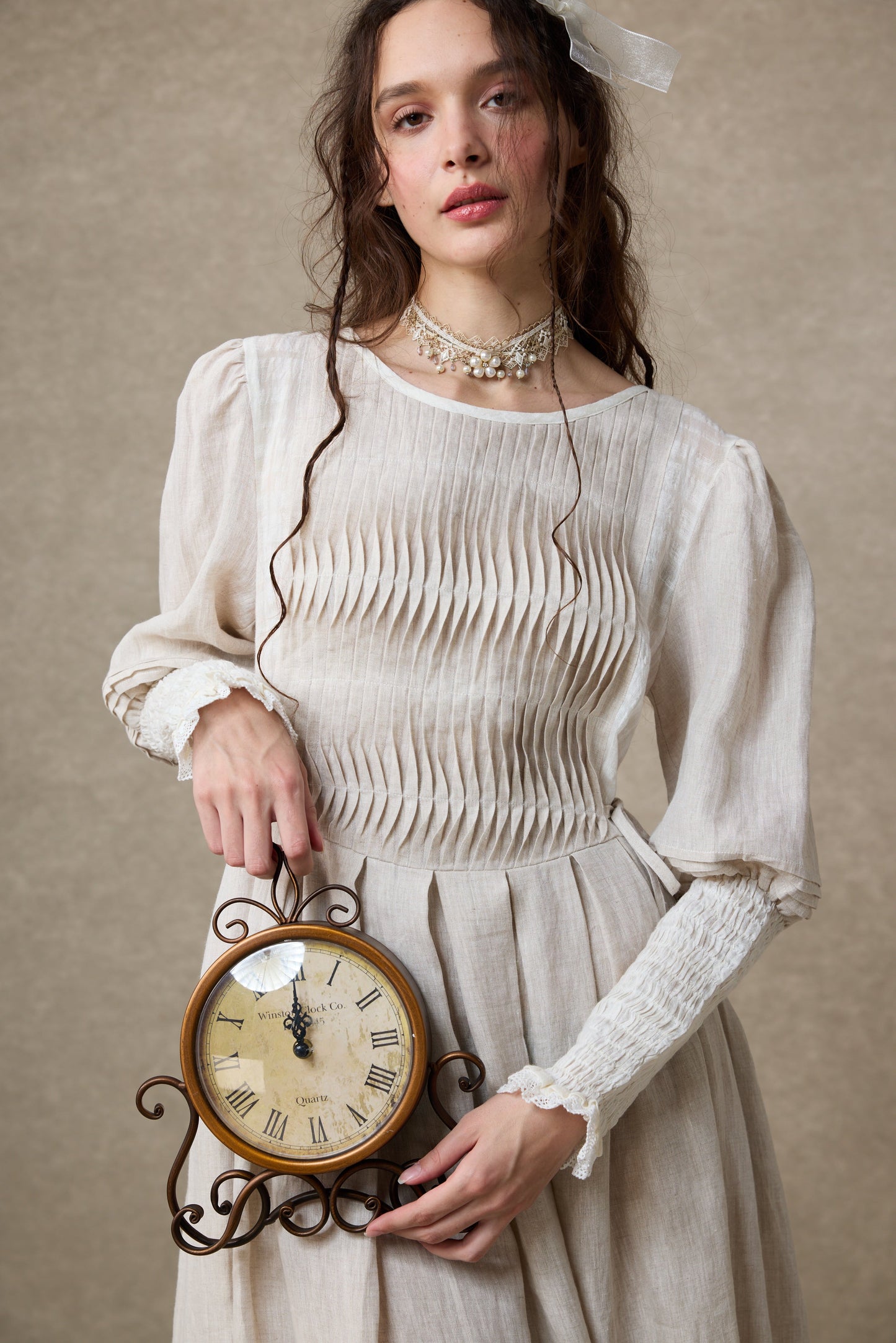 Eliana 15 | Pintucked Patchwork Linen Dress