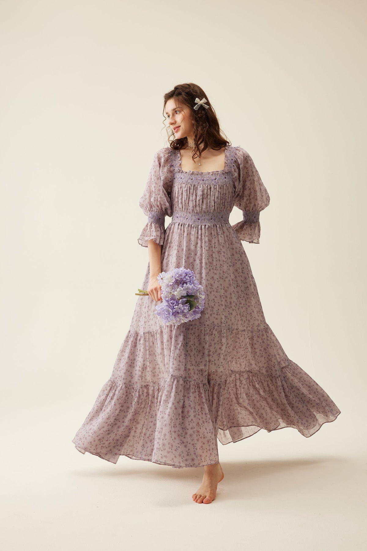 Cloud 21 | smocking embroidery linen dress