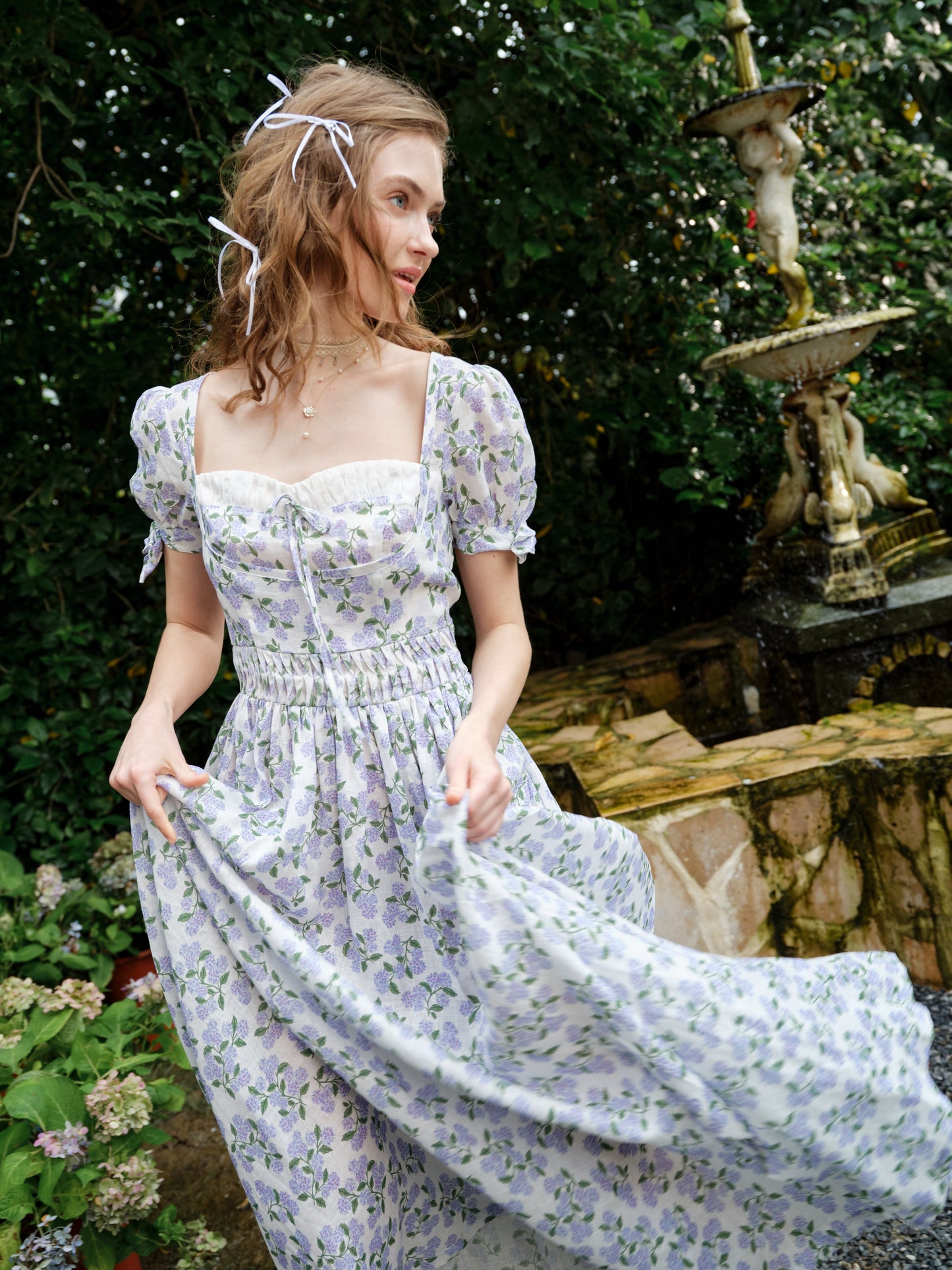 Hydrangea 27 | Corset Floral Linen Dress