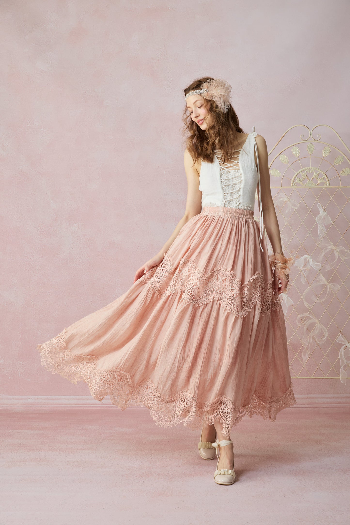 Moonstone 22 |Lace linen Maxi skirt