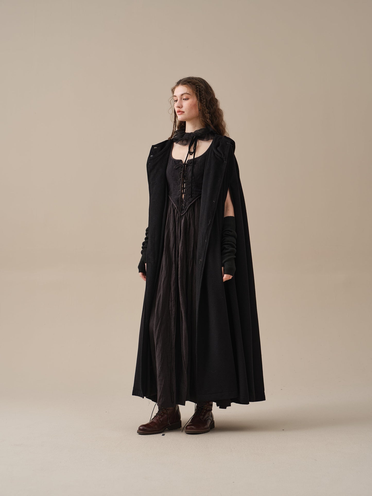 ARIEL 14 | HOODED WOOL CLOAK COAT