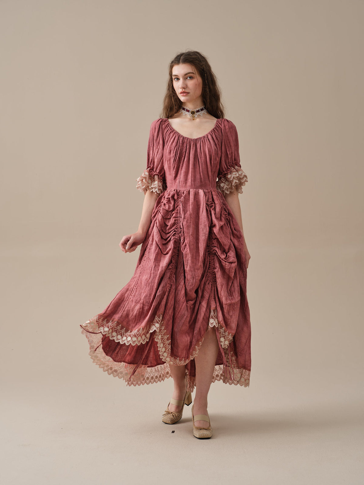 Elowen 27 | Lace Linen dress gown ( 2 way to wear )