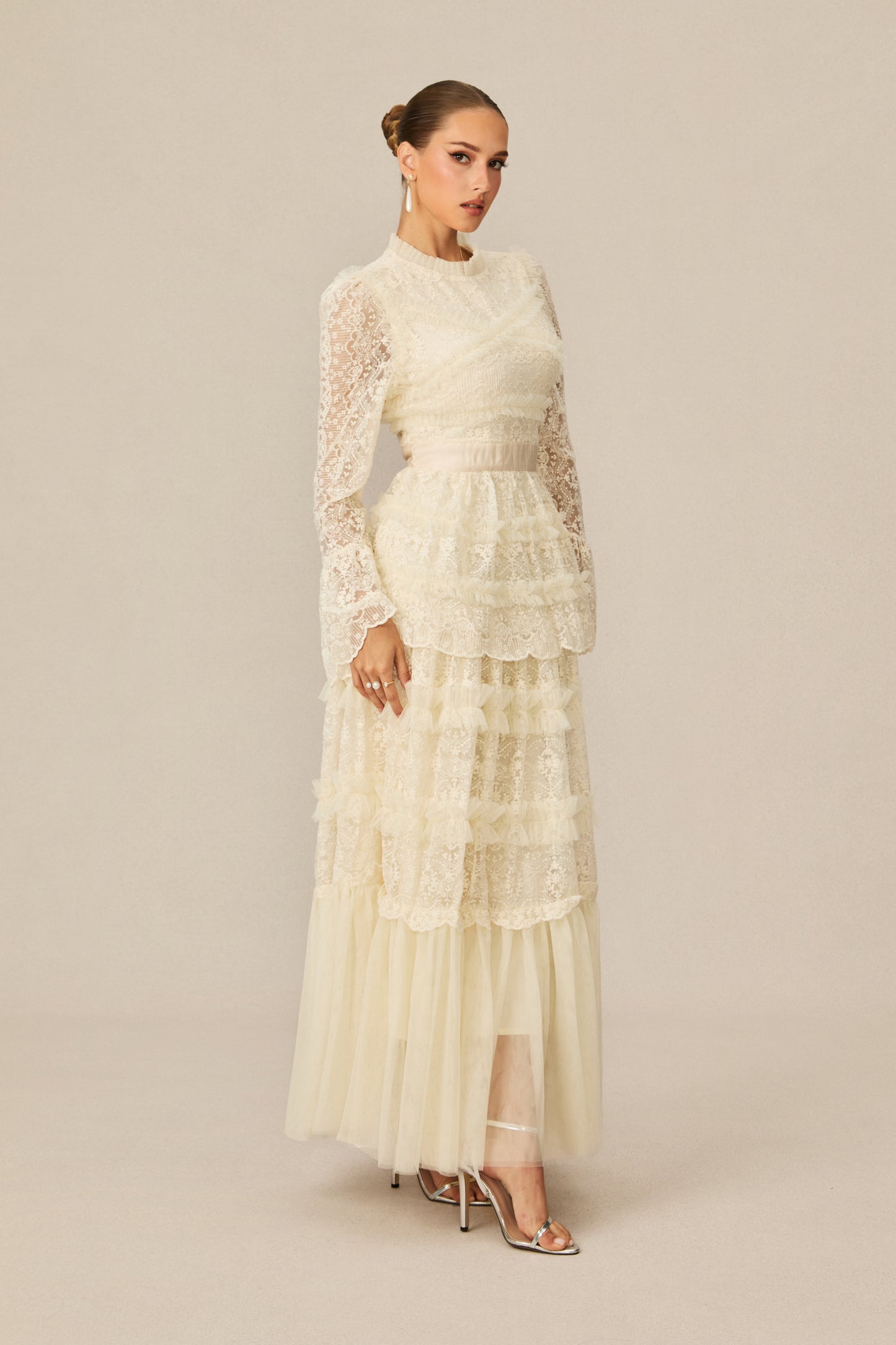 Alluring Love White Lace Tiered Maxi Dress