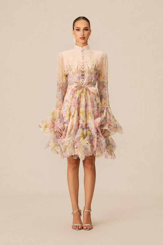 Lana Floral Print Flared Mini Dress