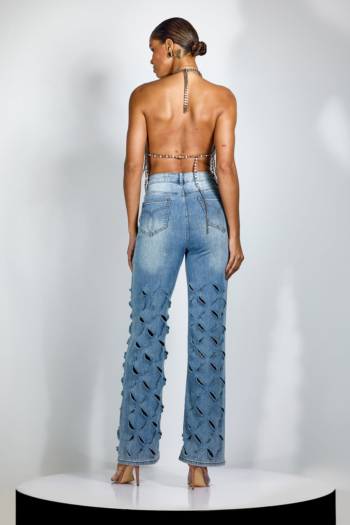Janice Beaded Draped Chain Halter Top