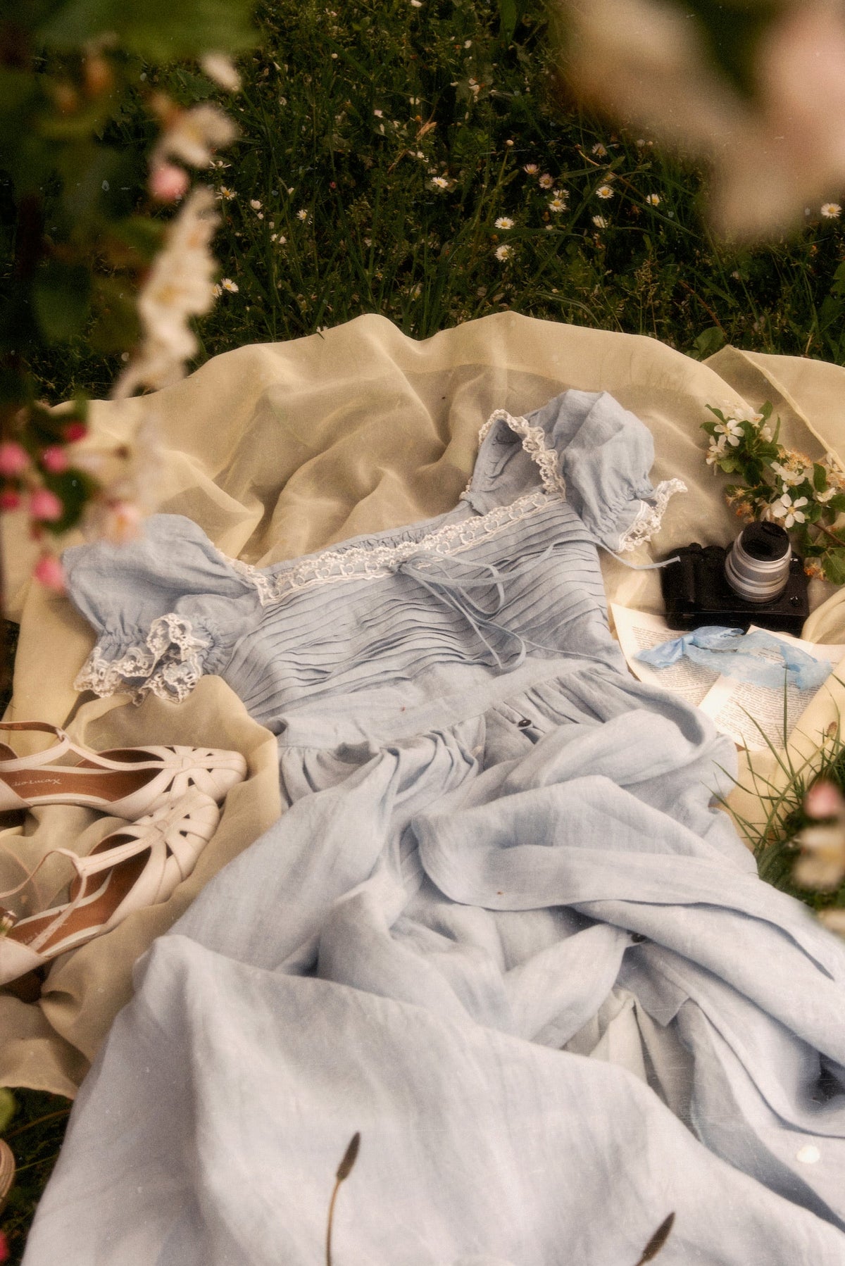 Monet Haze 26 | Fairy layered Linen Dress with pintucks