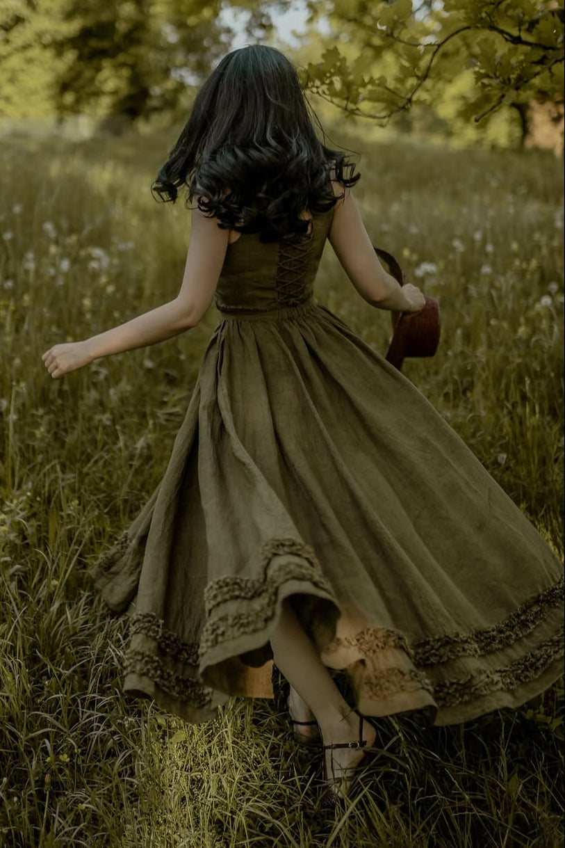 Wearable Poetry 17 | Ruffled linen dress & skirt （2 pieces)