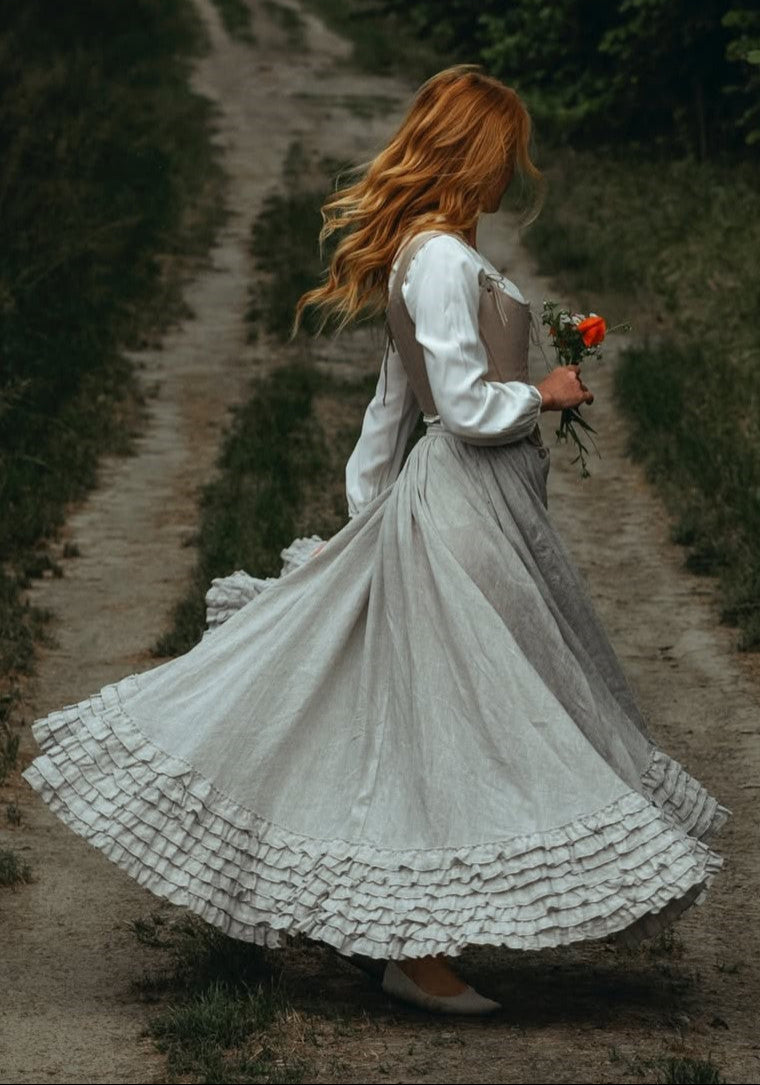 Dorothy 27 | Ruffled maxi linen skirt