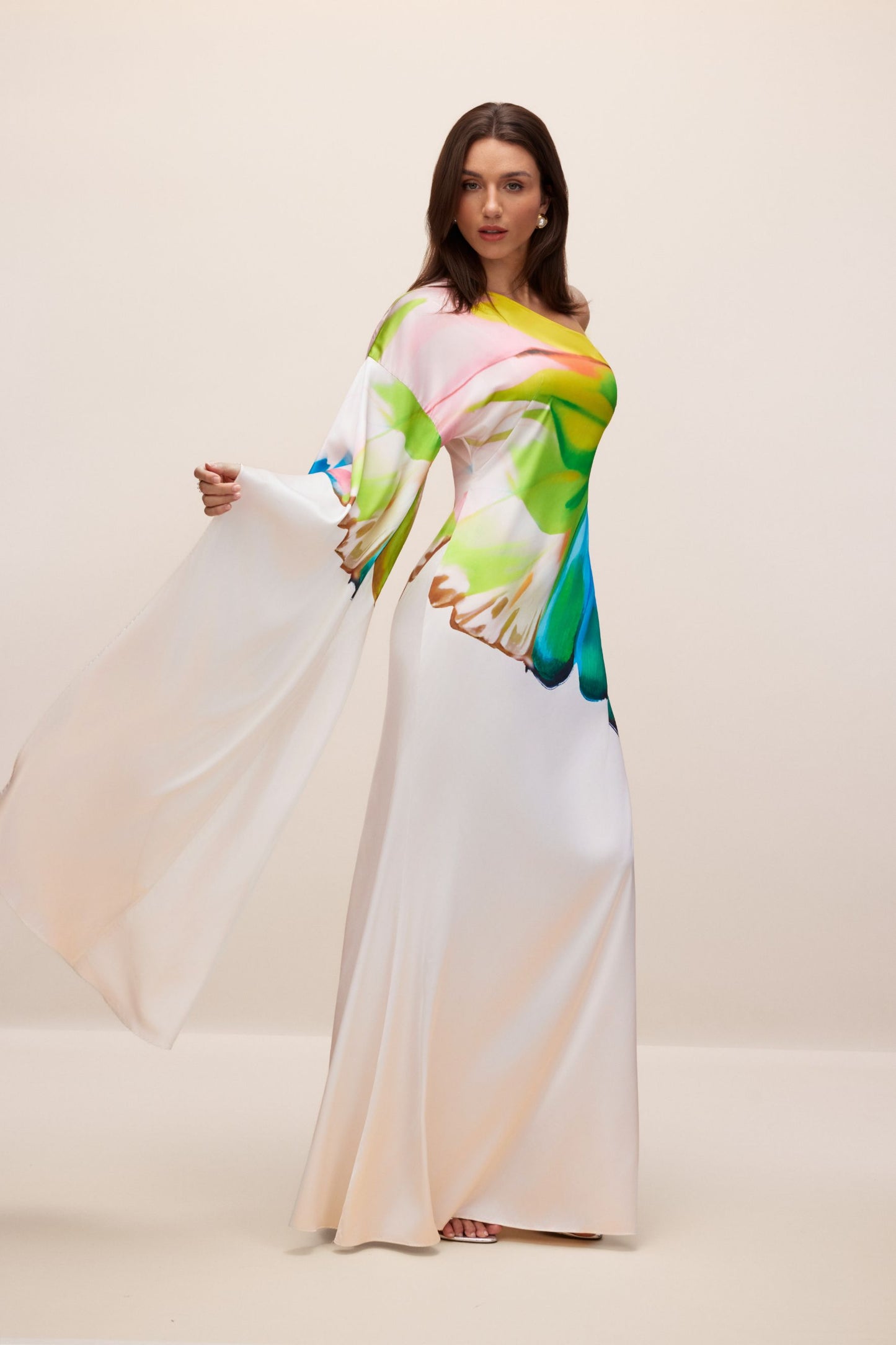 Bernice Printed Single Sleeve Maxi Dress