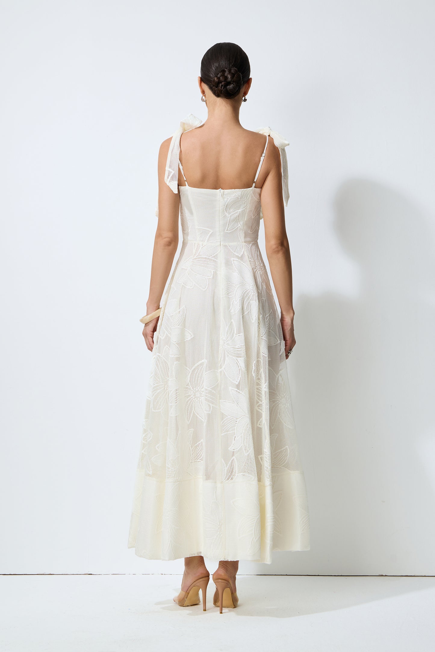 Feeling Of Forever White Floral Lace Tie-Strap Maxi Dress