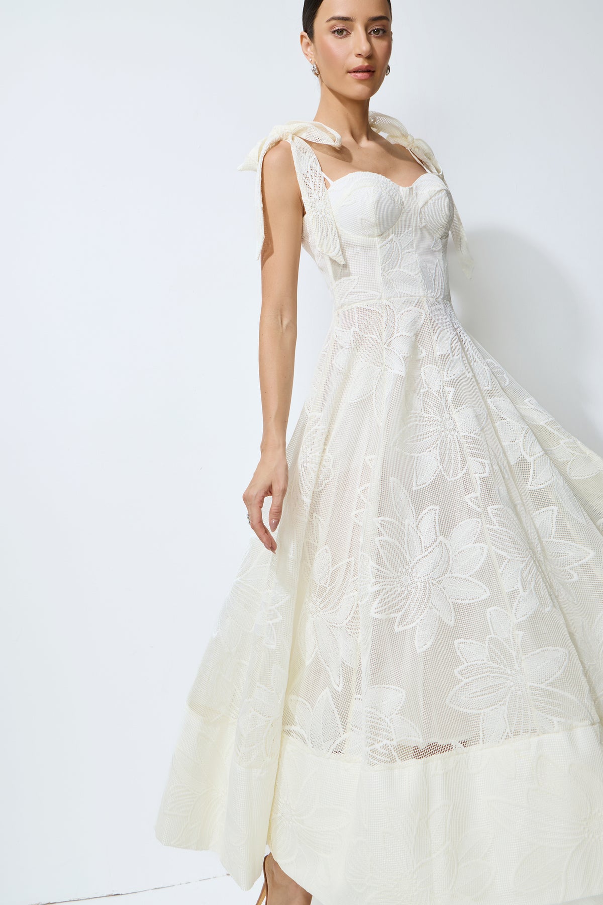 Feeling Of Forever White Floral Lace Tie-Strap Maxi Dress