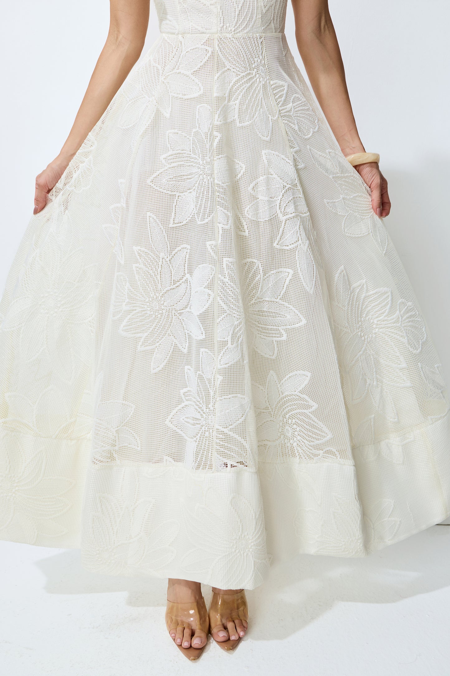 Feeling Of Forever White Floral Lace Tie-Strap Maxi Dress