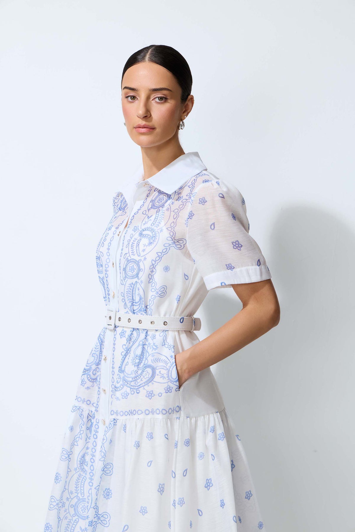 Loveliest Darling White Paisley Print Short Sleeve Maxi Dress