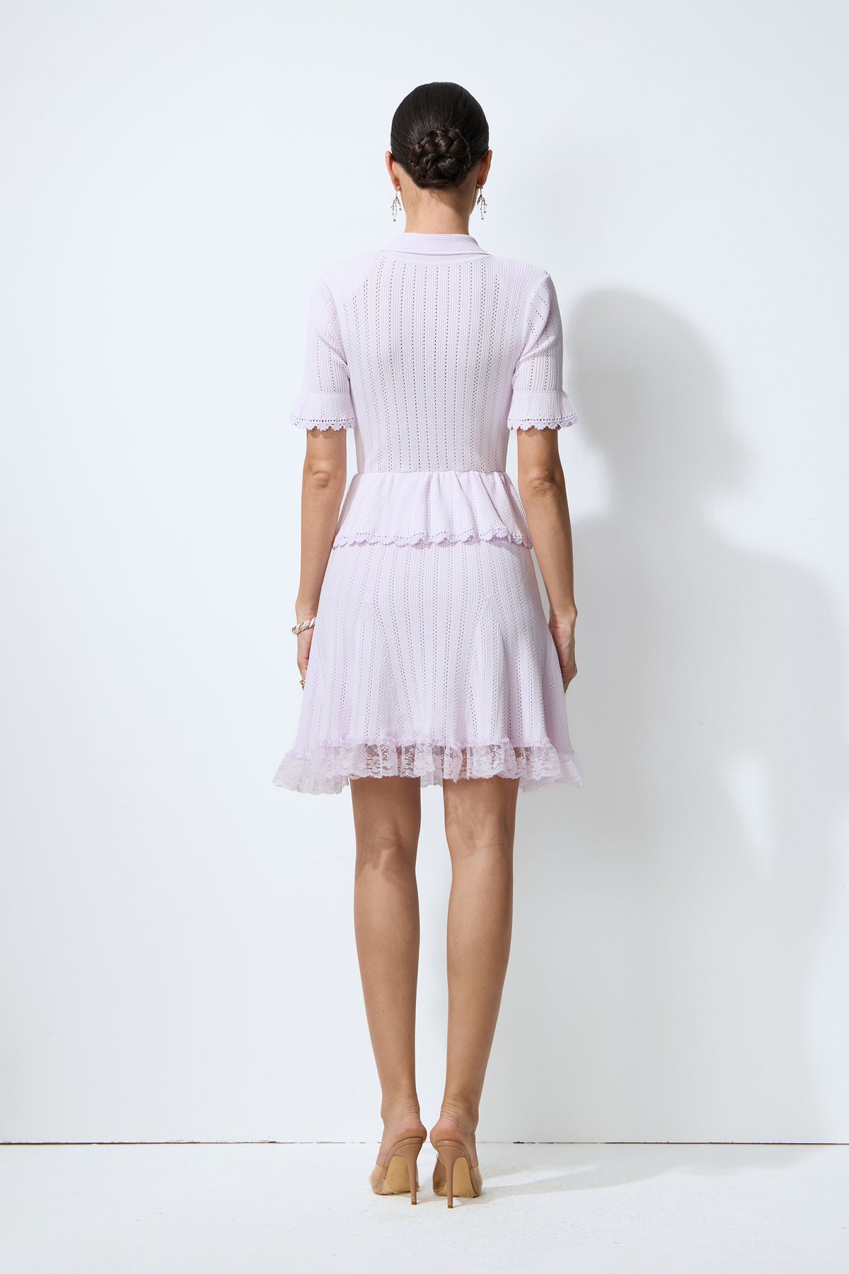 All Day Comfort Purple Tiered Lace Hem Knit Mini Dress