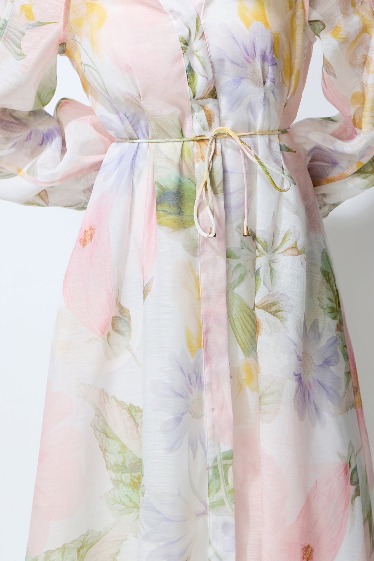 Petals in Motion White Floral Print Long Sleeve Maxi Dress