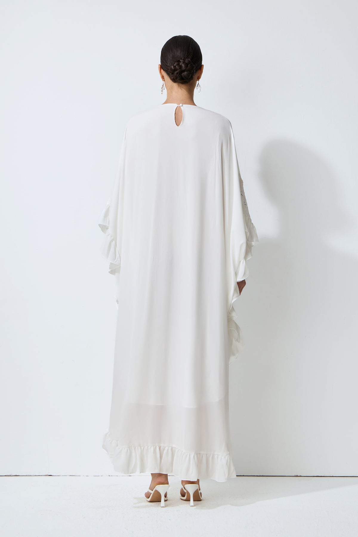 Morning Bliss White Sequin Embellished Lace Panel Maxi Dress