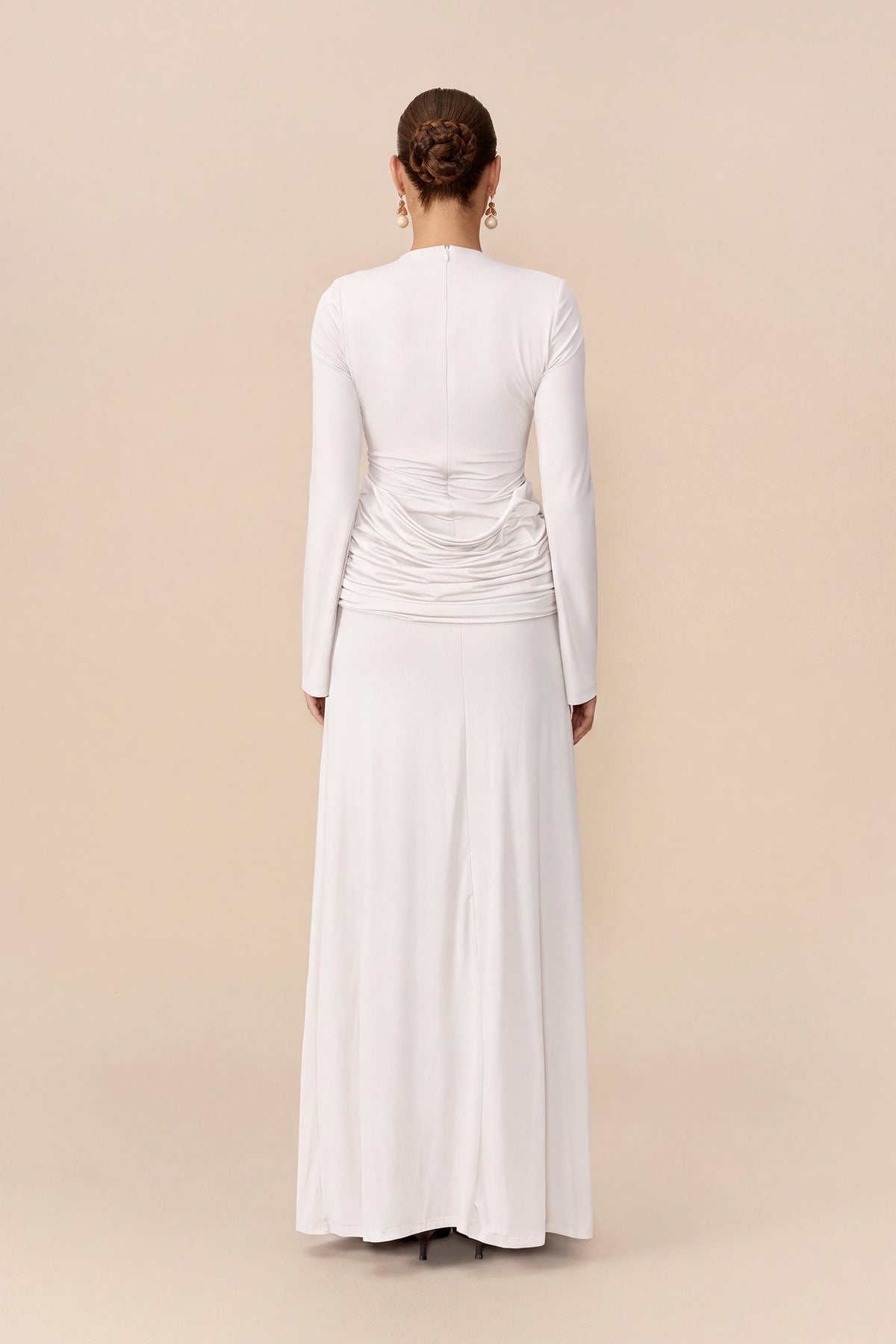 Signature Style White Beaded Fringe Cutout Maxi Dress
