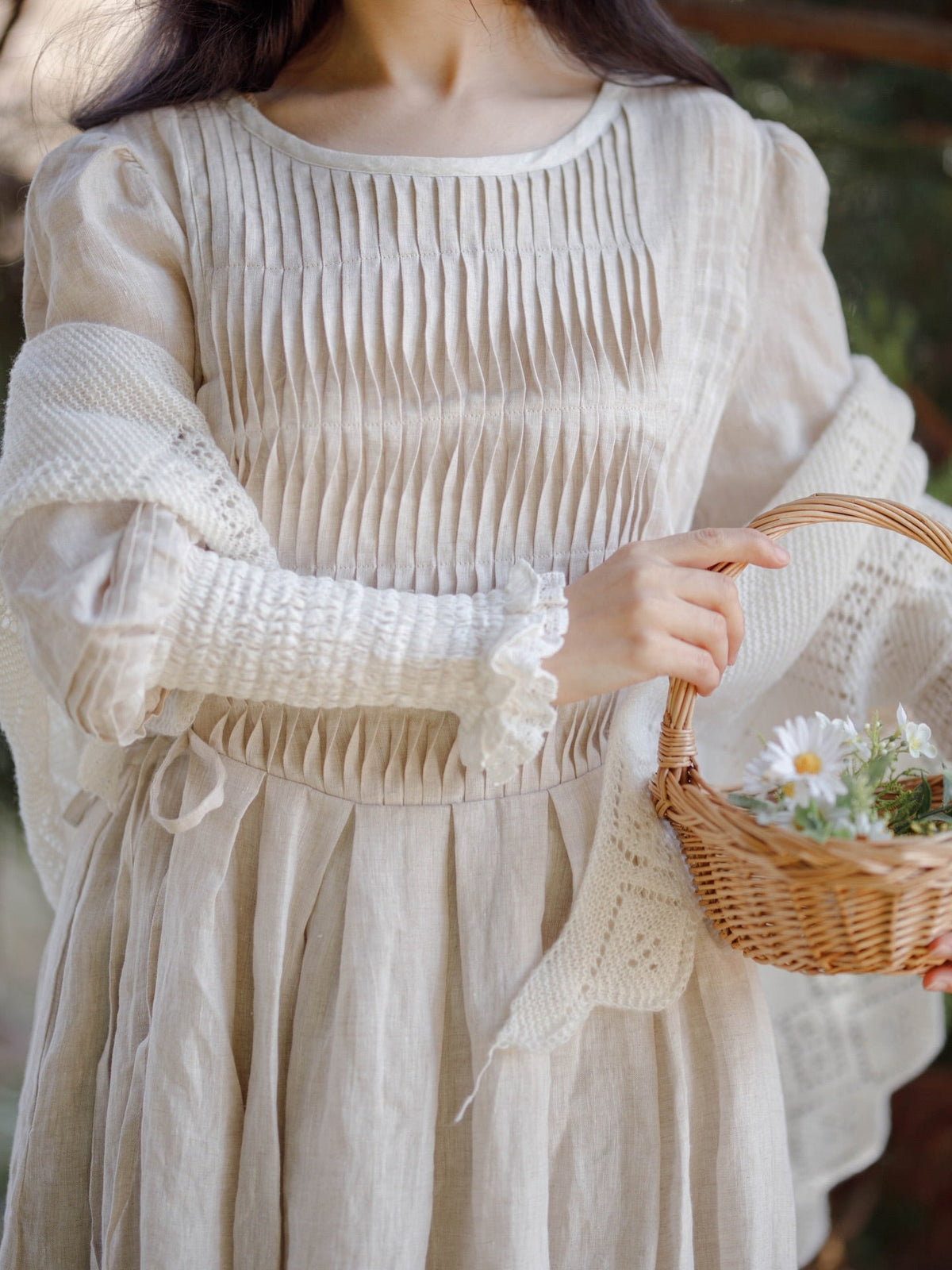 Eliana 15 | Pintucked Patchwork Linen Dress