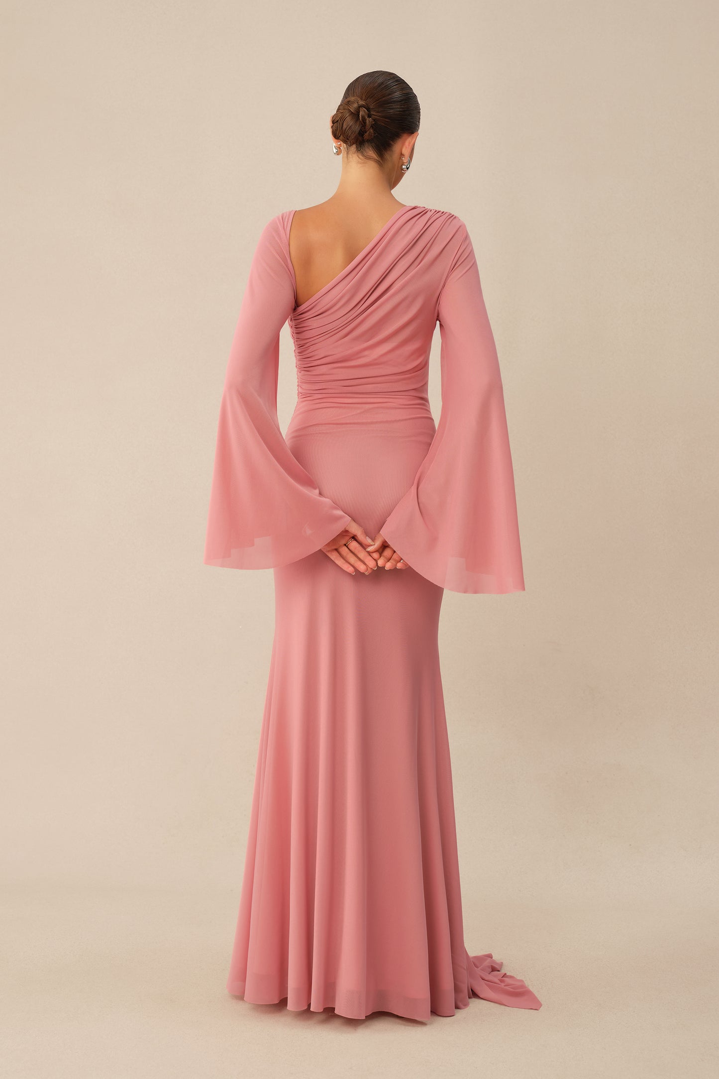 All About Her Pink One Shoulder Butterfly Brooch Maxi Dress